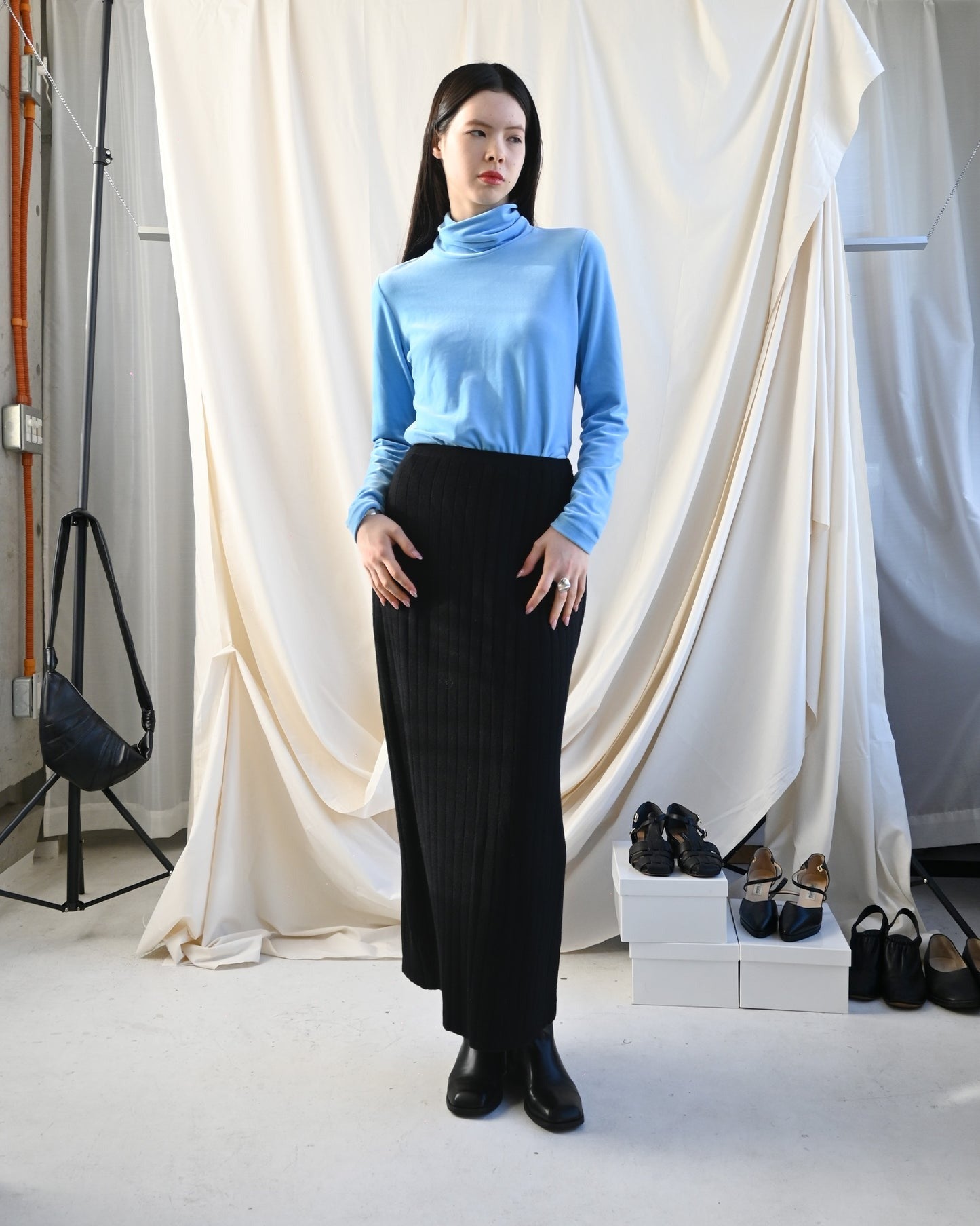 Black Knit Long Skirt