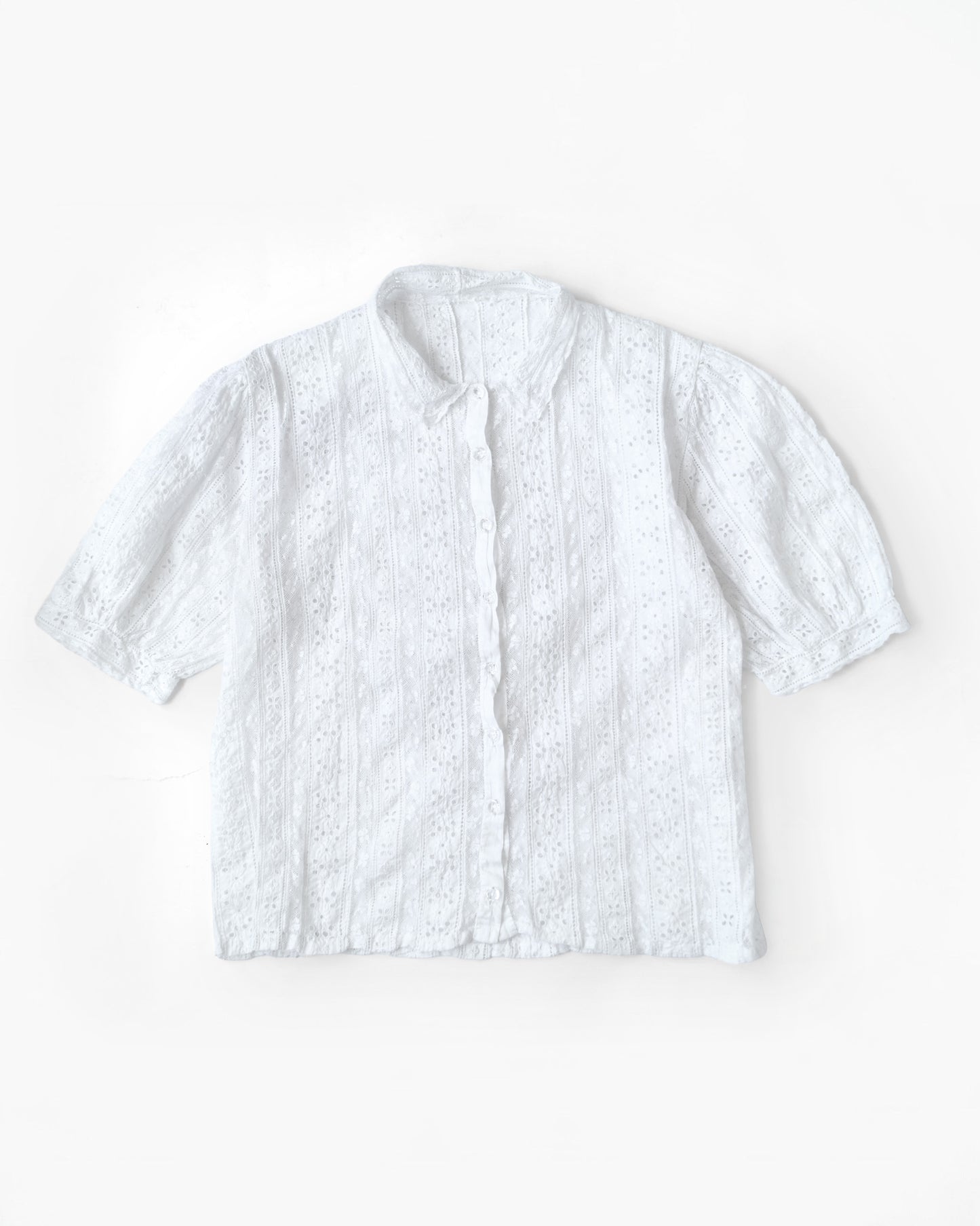 Eyelet Cotton Lace Blouse Made in France