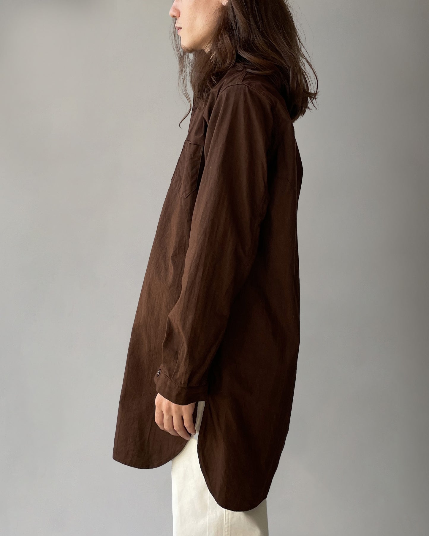Over-dyed Swedish Pullover Shirt Brown