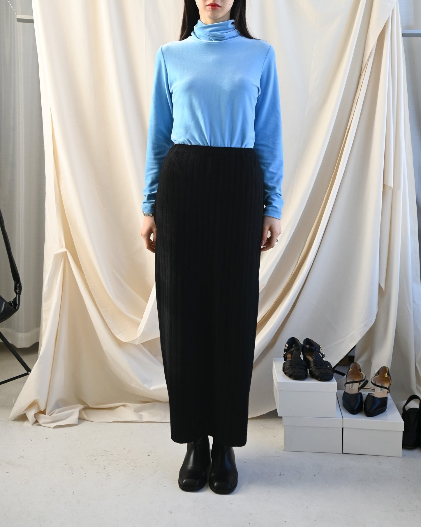 Black Knit Long Skirt