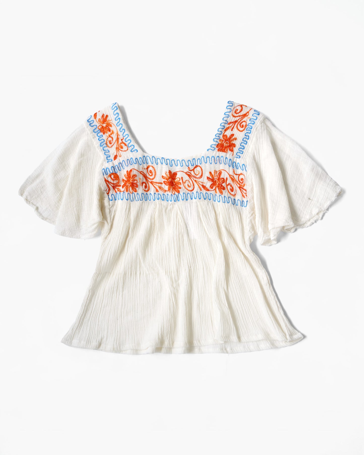 1970's Hand Embroidered Cotton Top