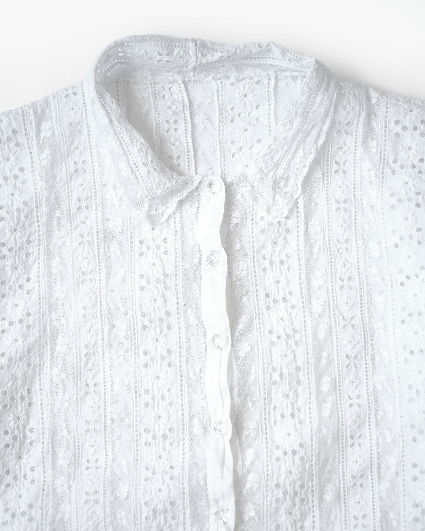 Eyelet Cotton Lace Blouse Made in France