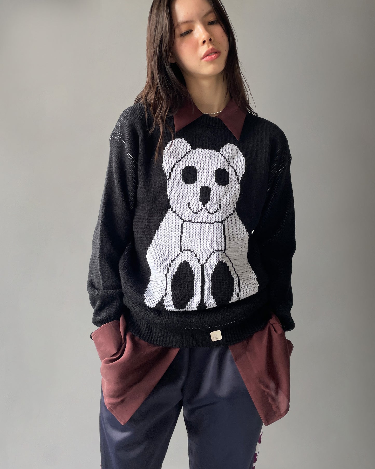 Acrylic Black Sweater "Bear"