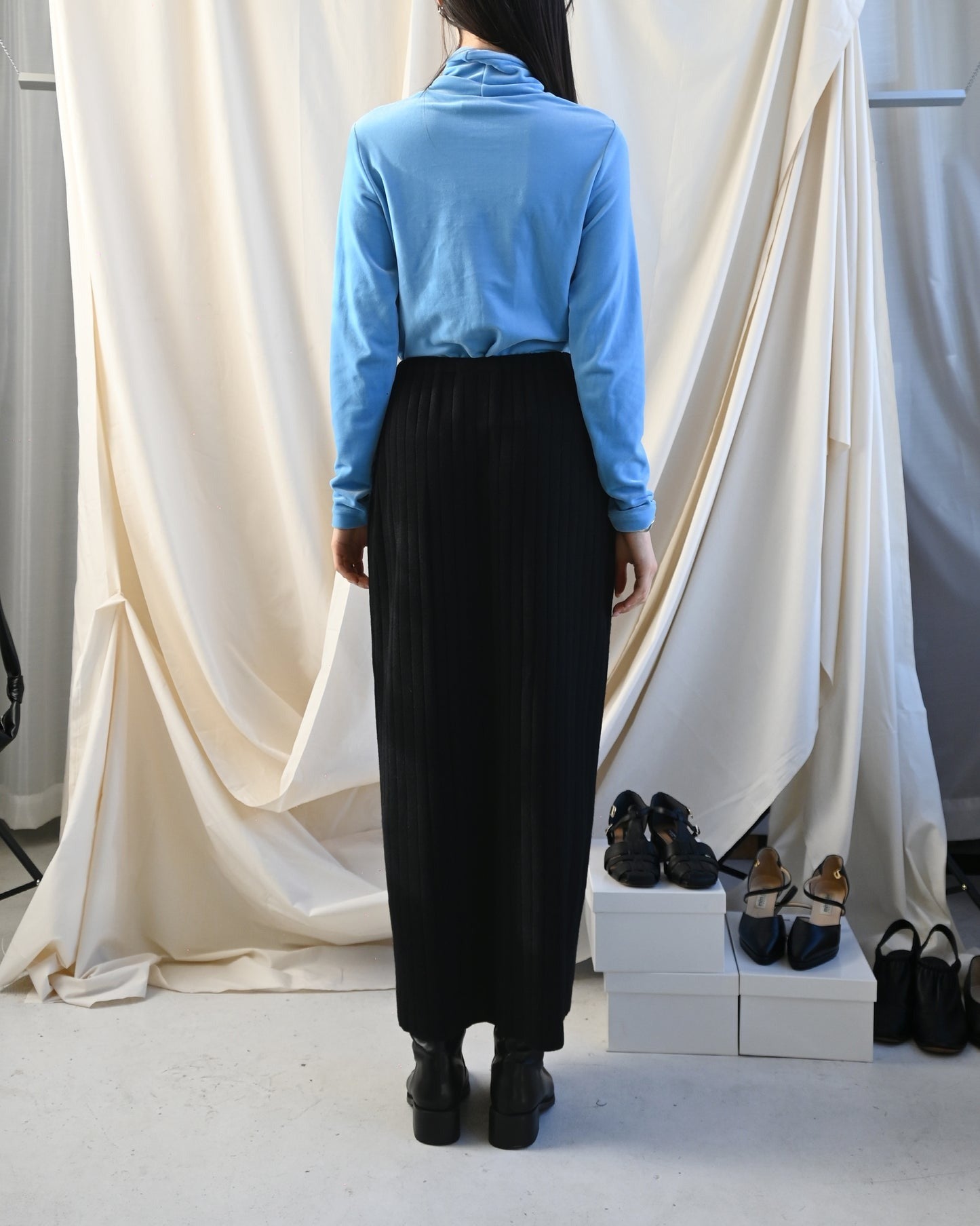 Black Knit Long Skirt