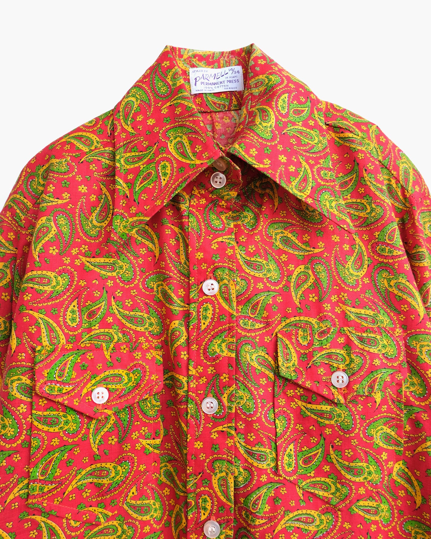 70s Patterned Cotton L/S Shirt