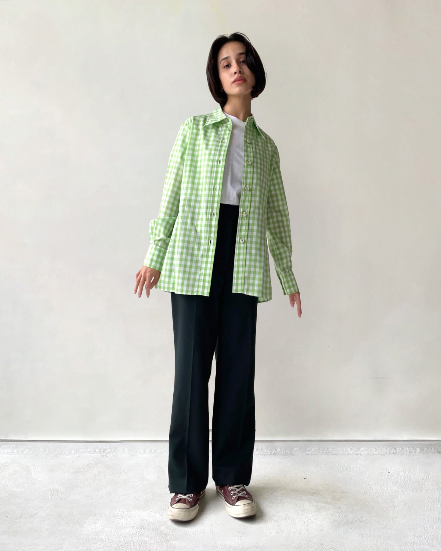 70s Patterned Cotton L/S Shirt