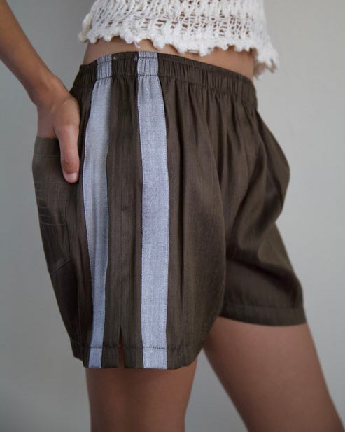 Handwoven Raw Thai Silk Unisex Contrast Shorts