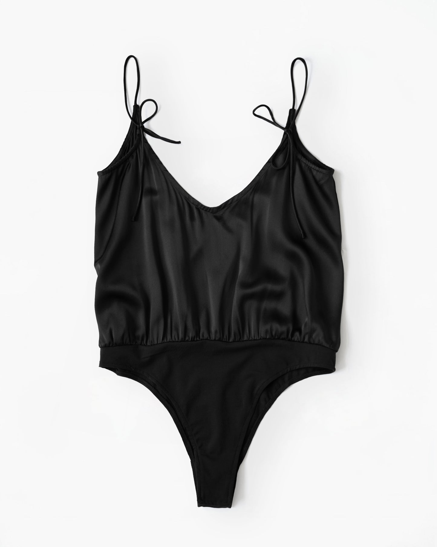 Silk Camisole Bodysuits - Black