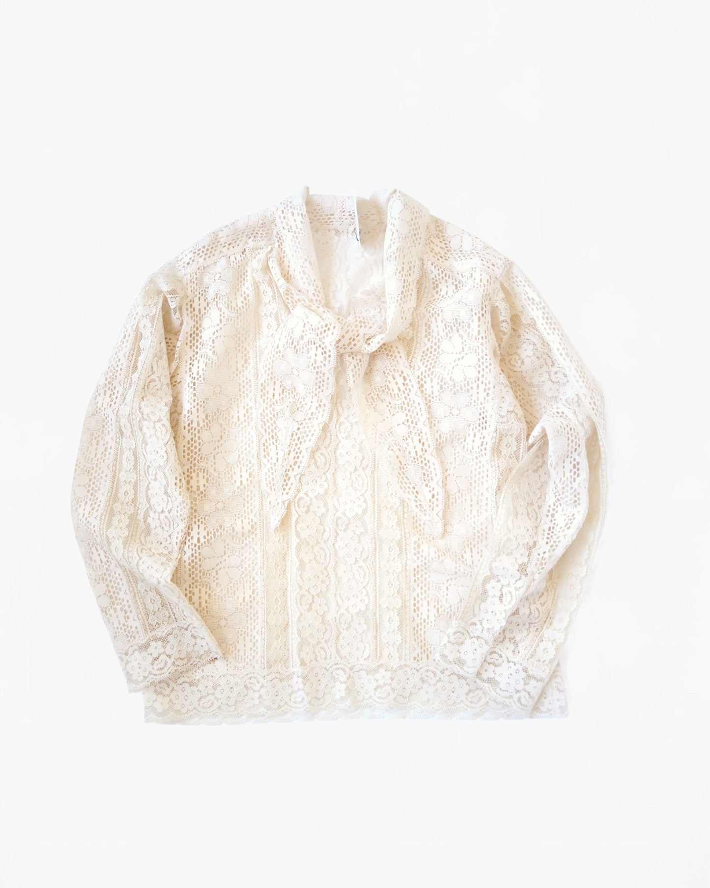 Sheer Lace Bow Blouse