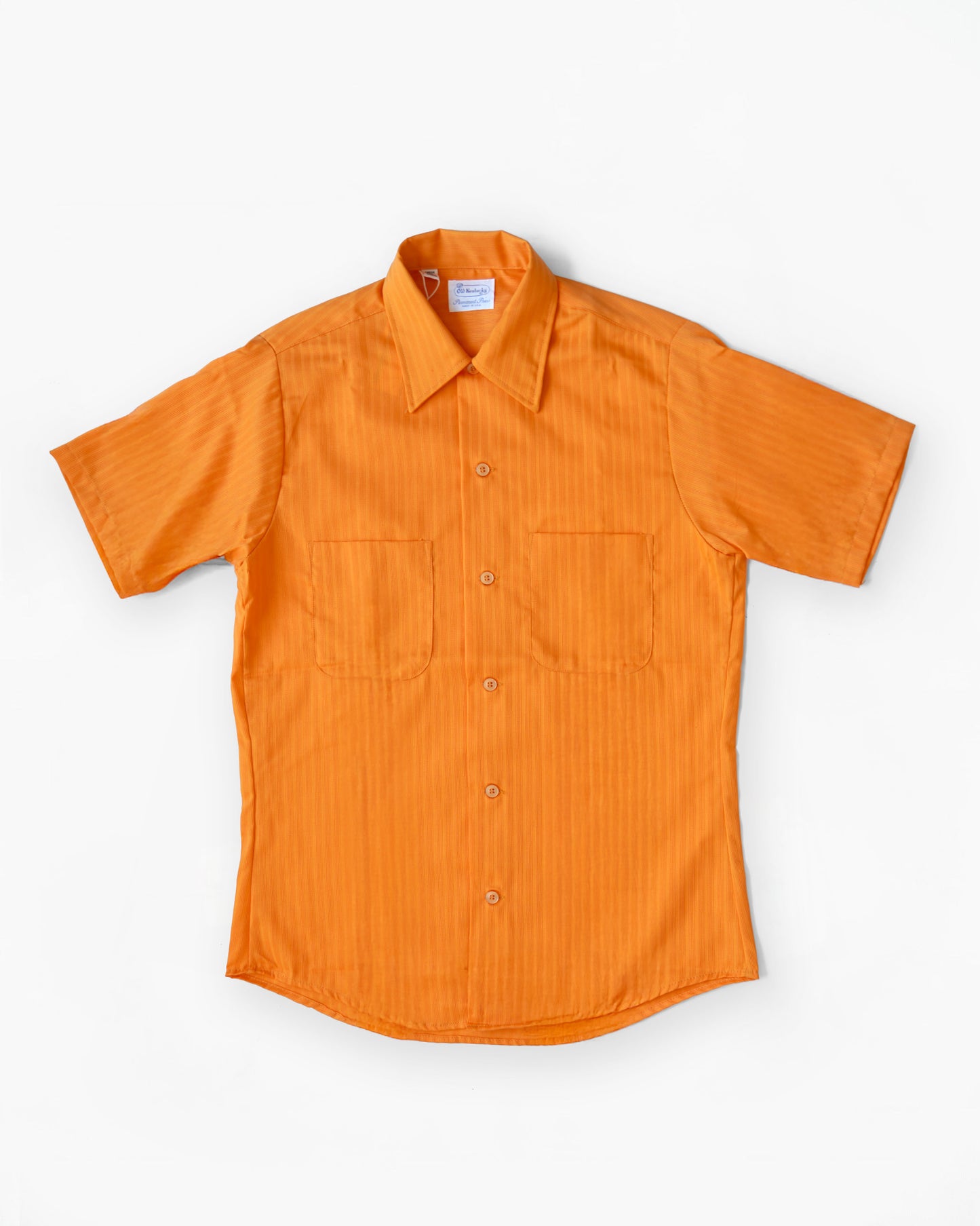 1970's Orange Stripe Pattern Short Sleeve Shirt