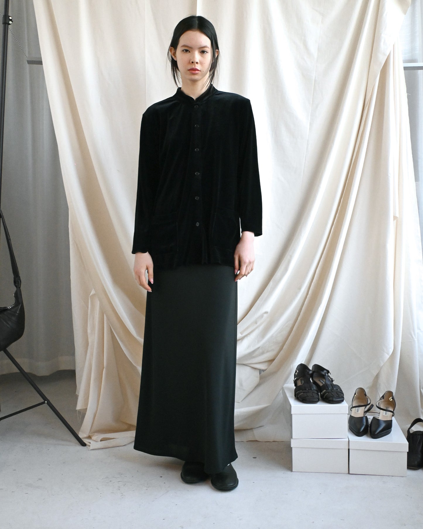 Velour Stand Collar Shirt