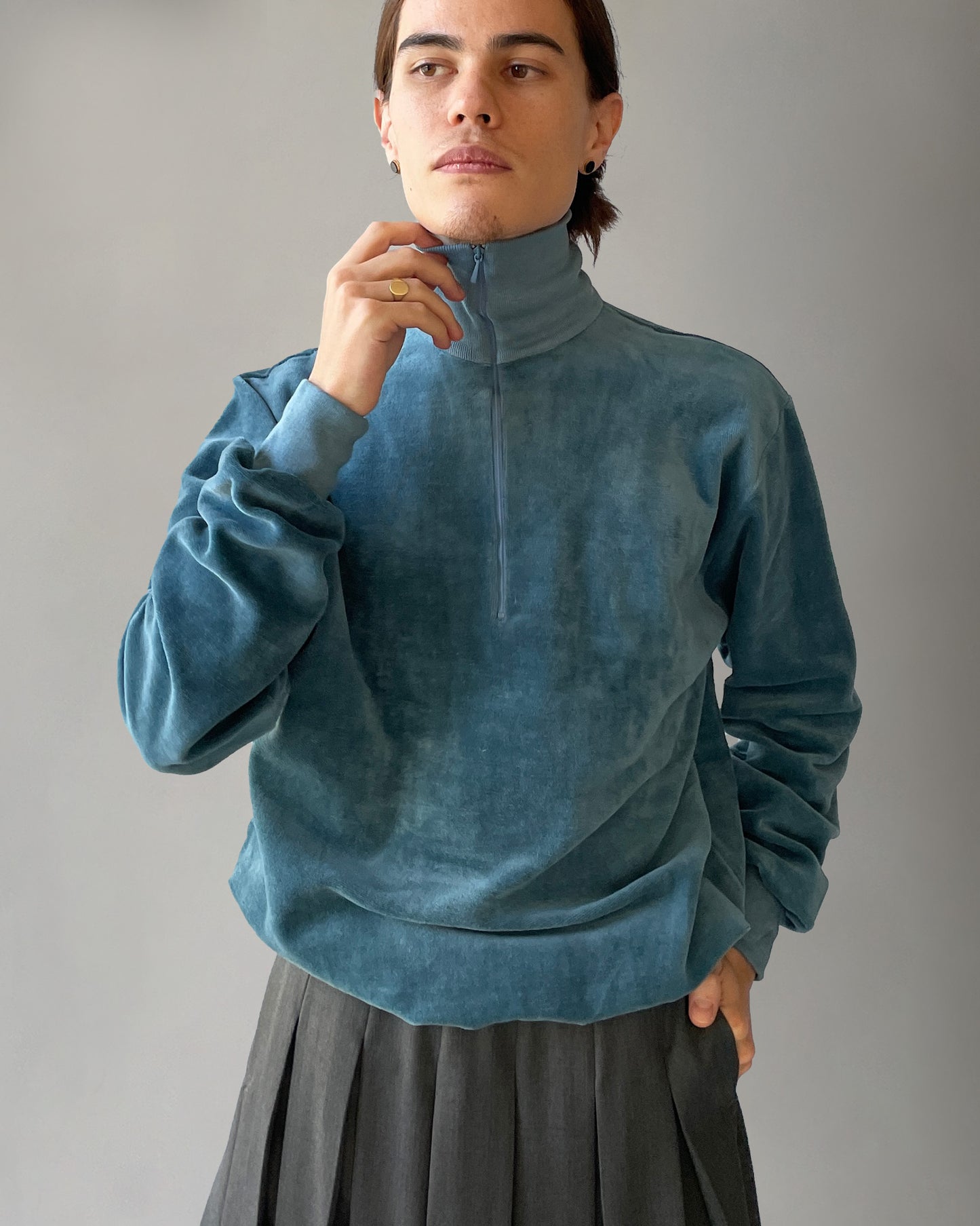 Cotton Velour Zip-up Sweatshirts