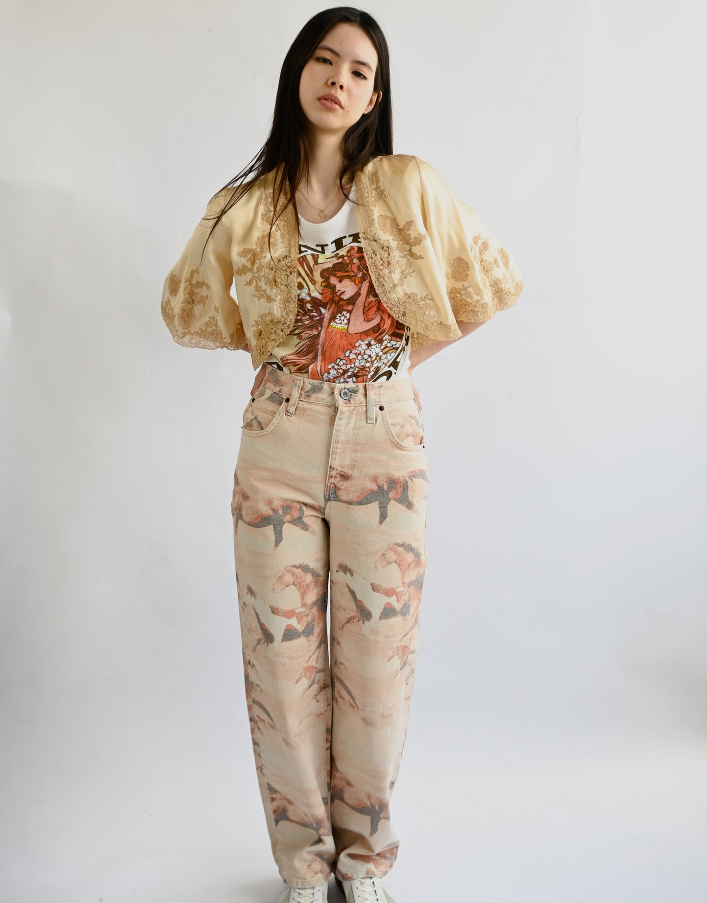 Printed High-Rise Pants