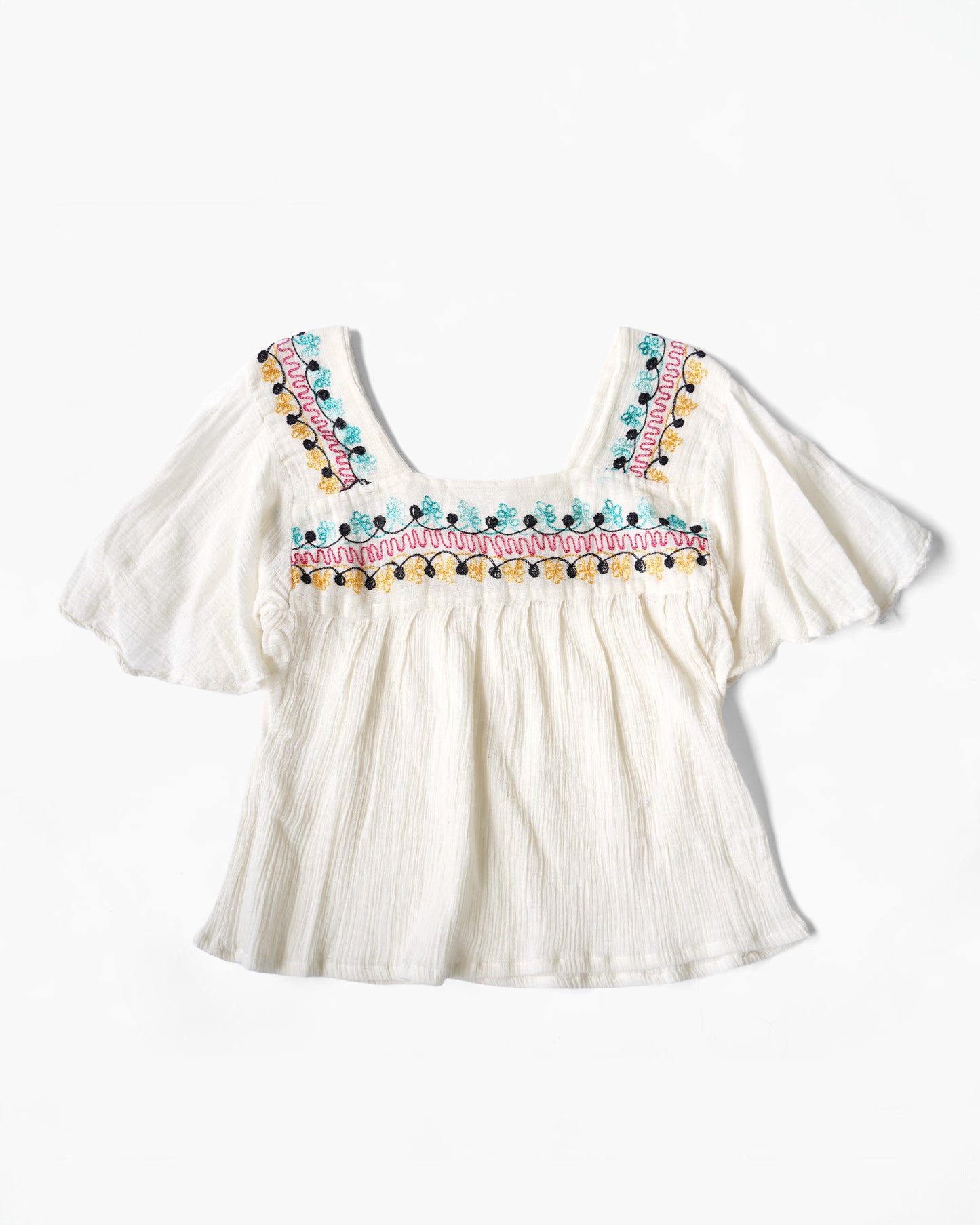 1970's Hand Embroidered Cotton Top