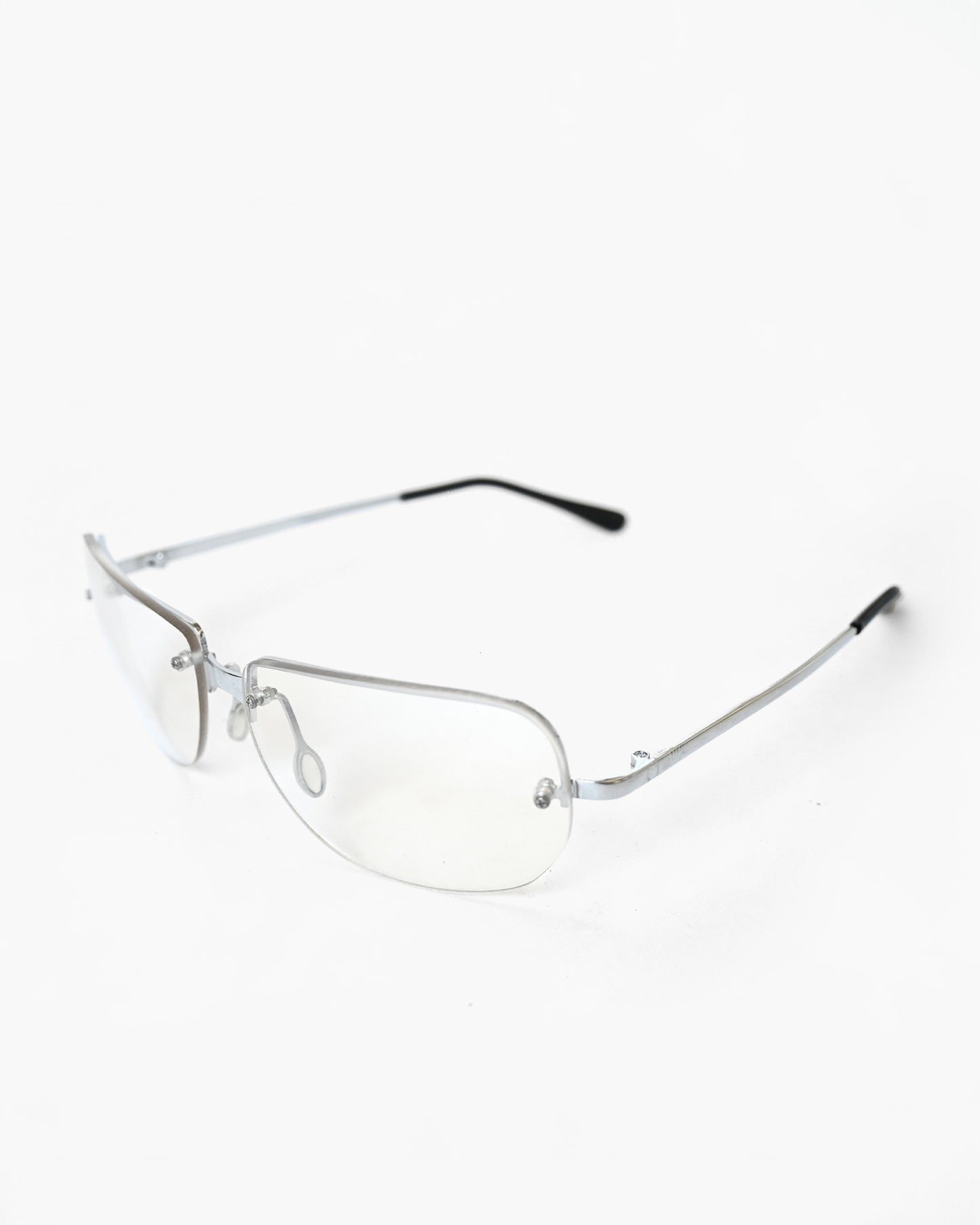 NOS 90s Clear Frameless Sunglasses - Silver