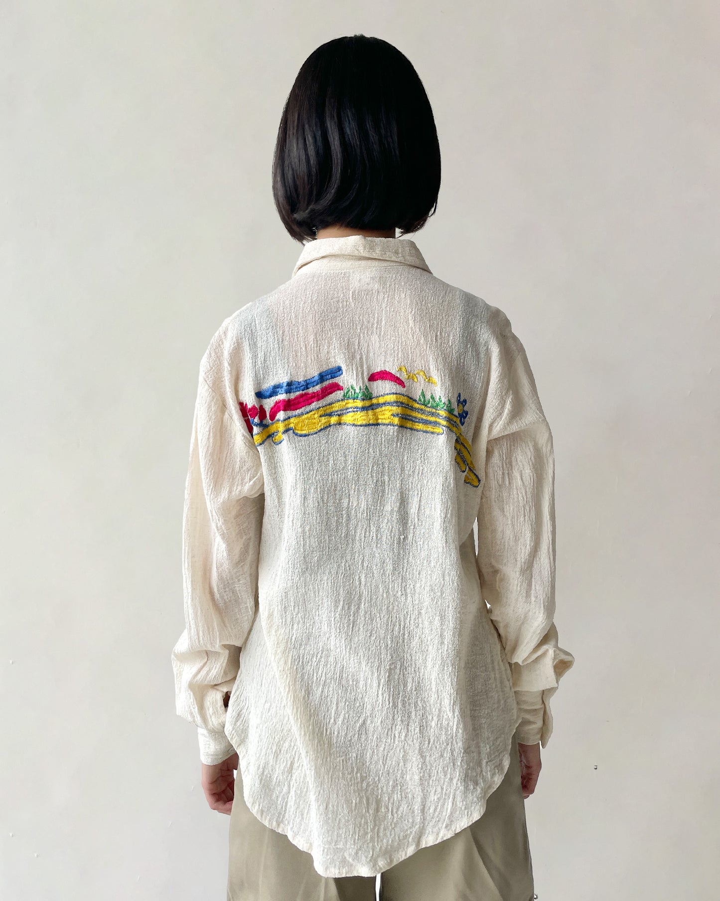 70's Hand Embroidered Gauze Shirts