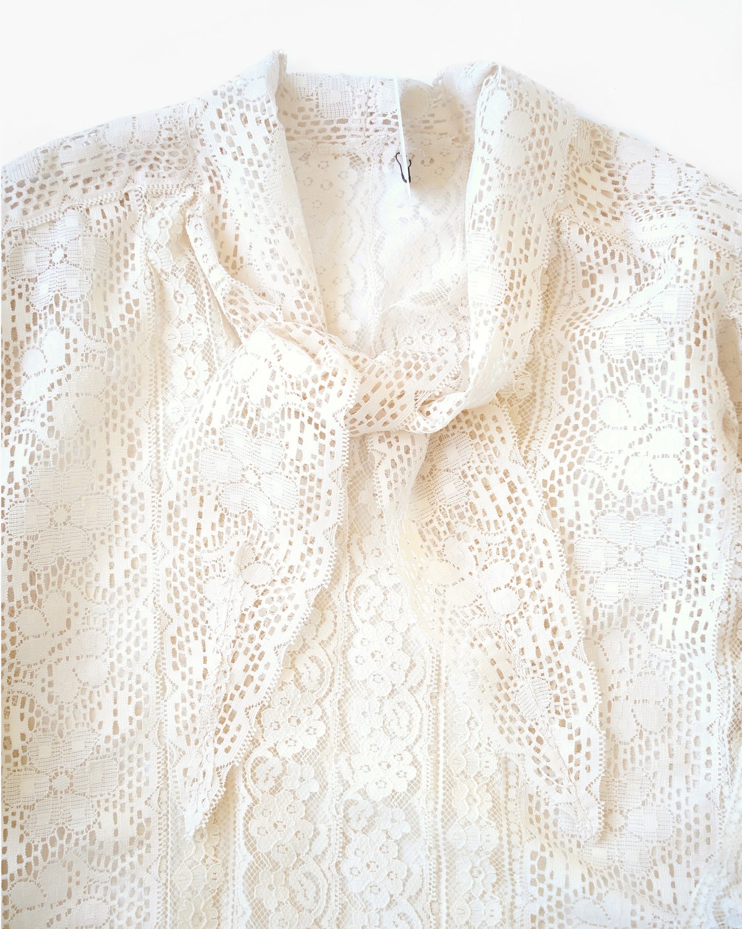 Sheer Lace Bow Blouse