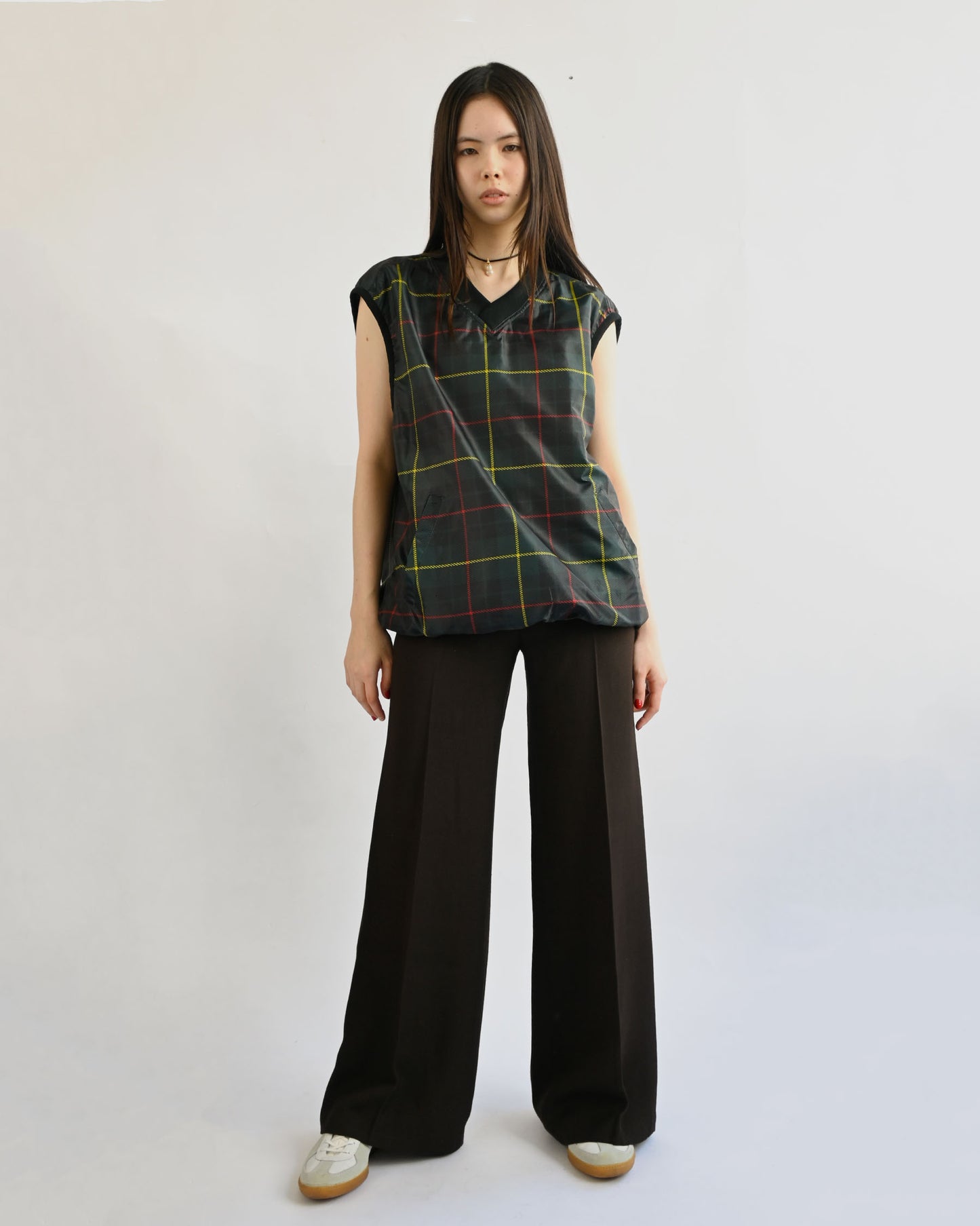 Nylon Plaid Vest