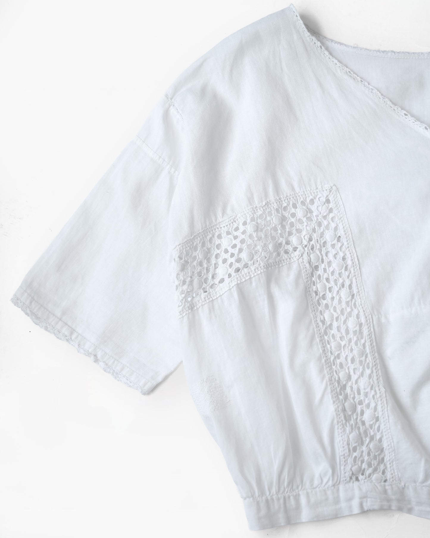 Cotton Lace Cropped Blouse Made in France