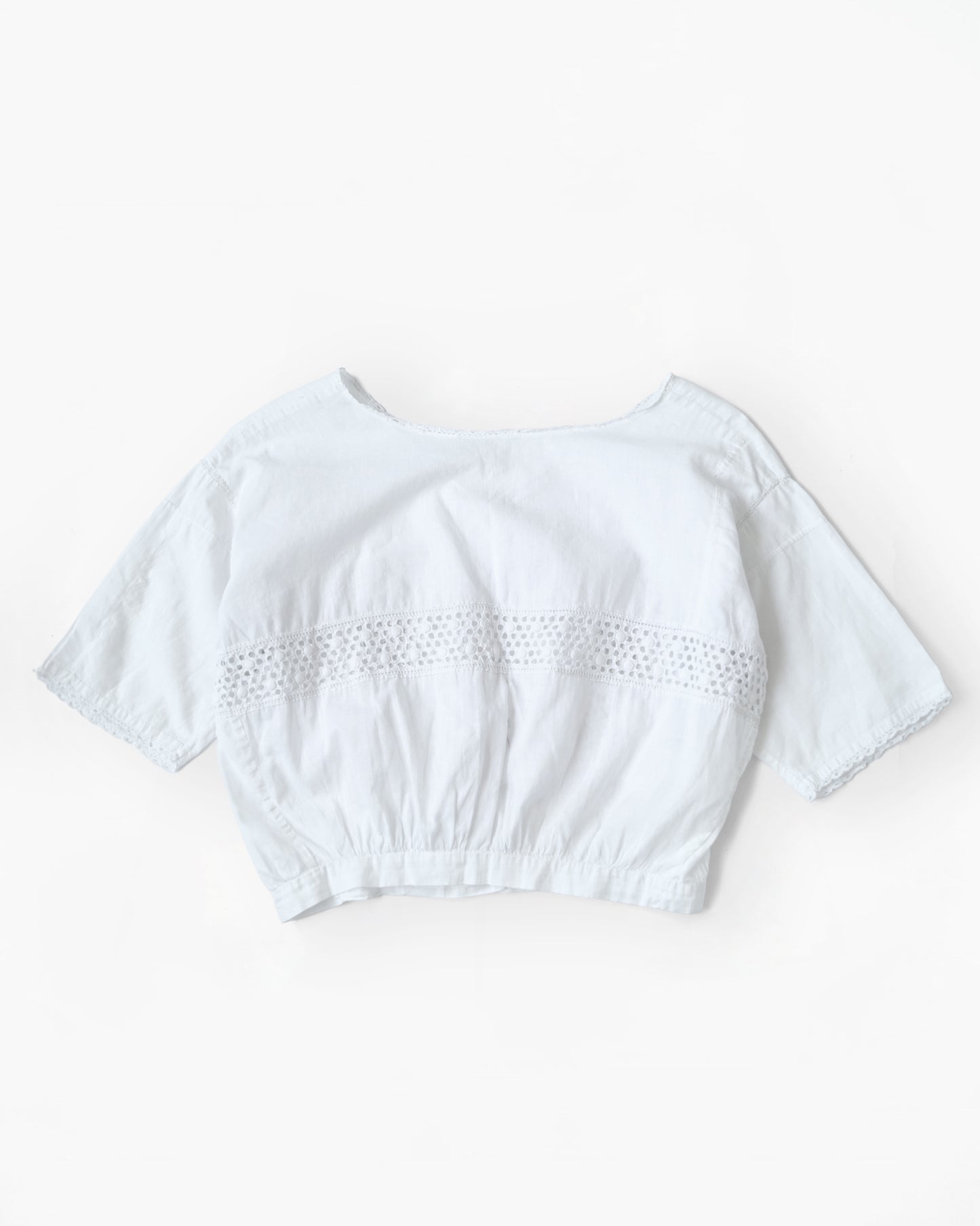 Cotton Lace Cropped Blouse Made in France