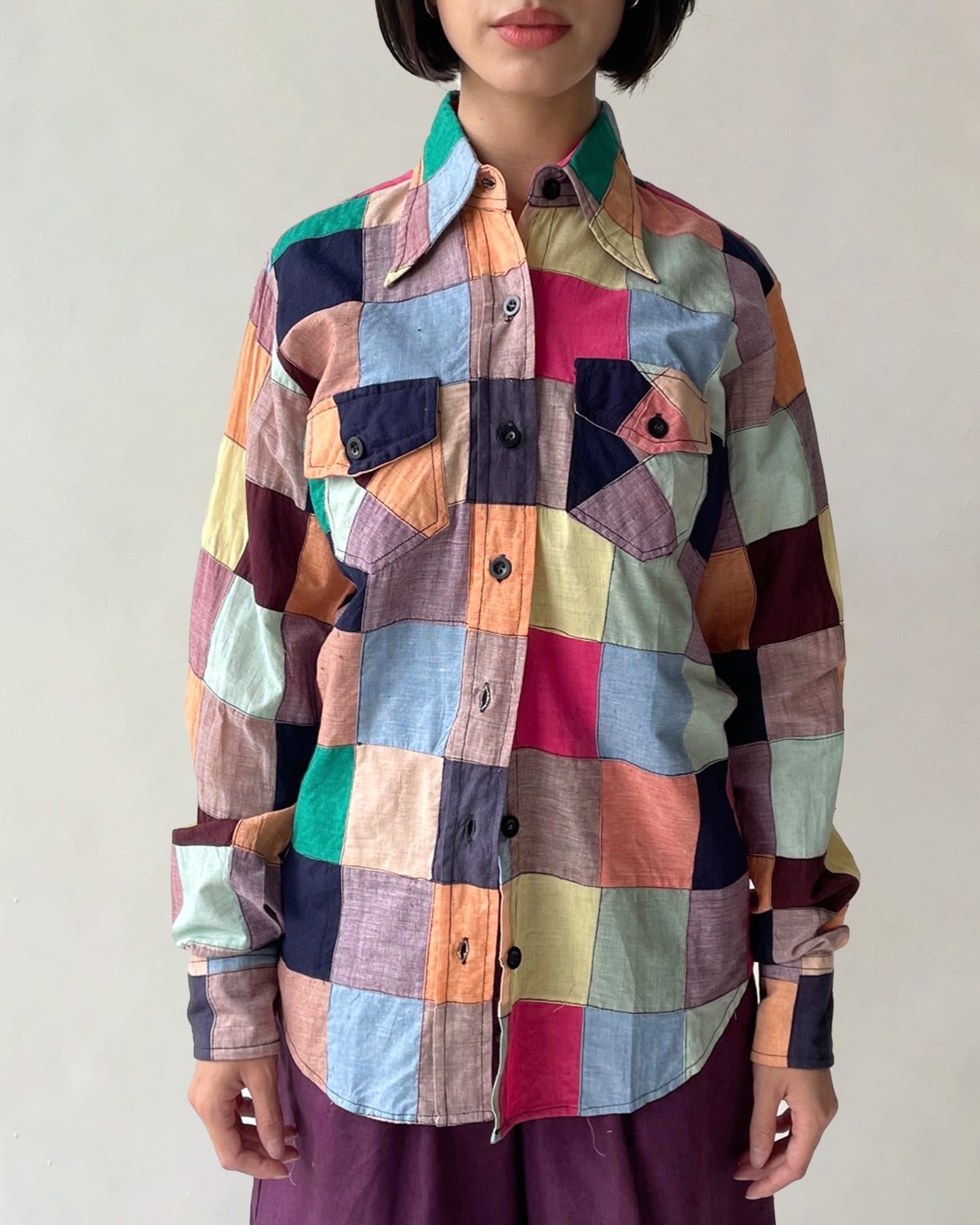 70's Madras Patchwork Shirt