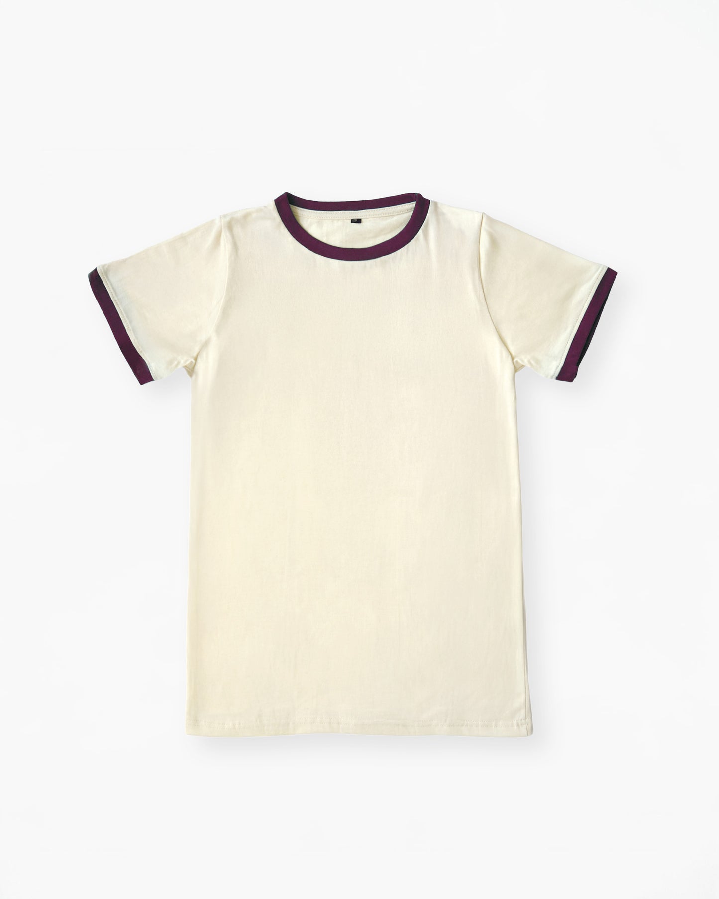 Rib Ringer Tee - Ivory × Wine