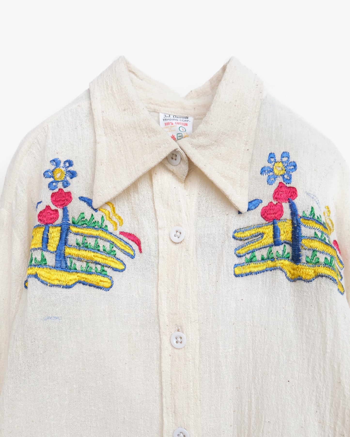 70's Hand Embroidered Gauze Shirts