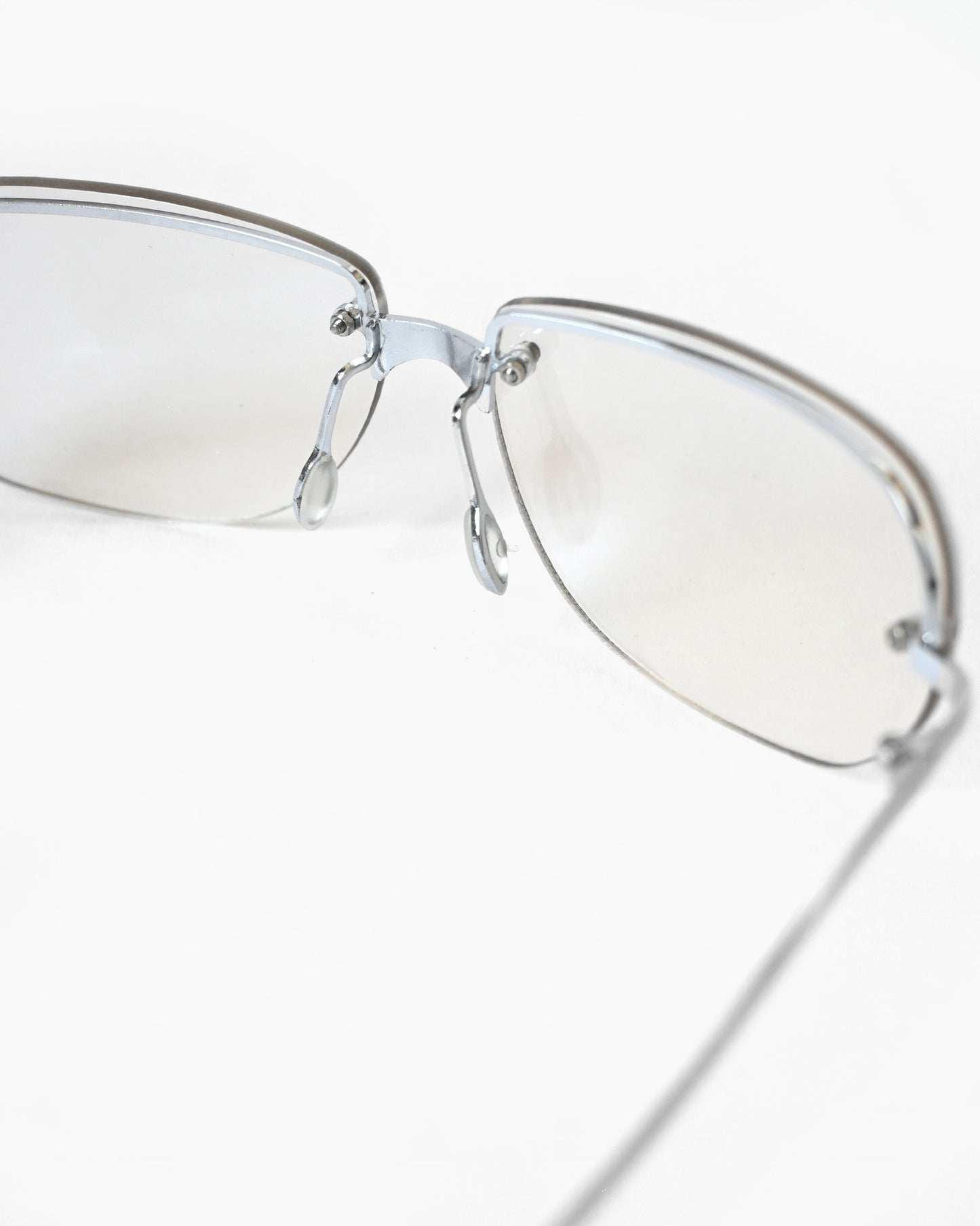 NOS 90s Clear Frameless Sunglasses - Silver