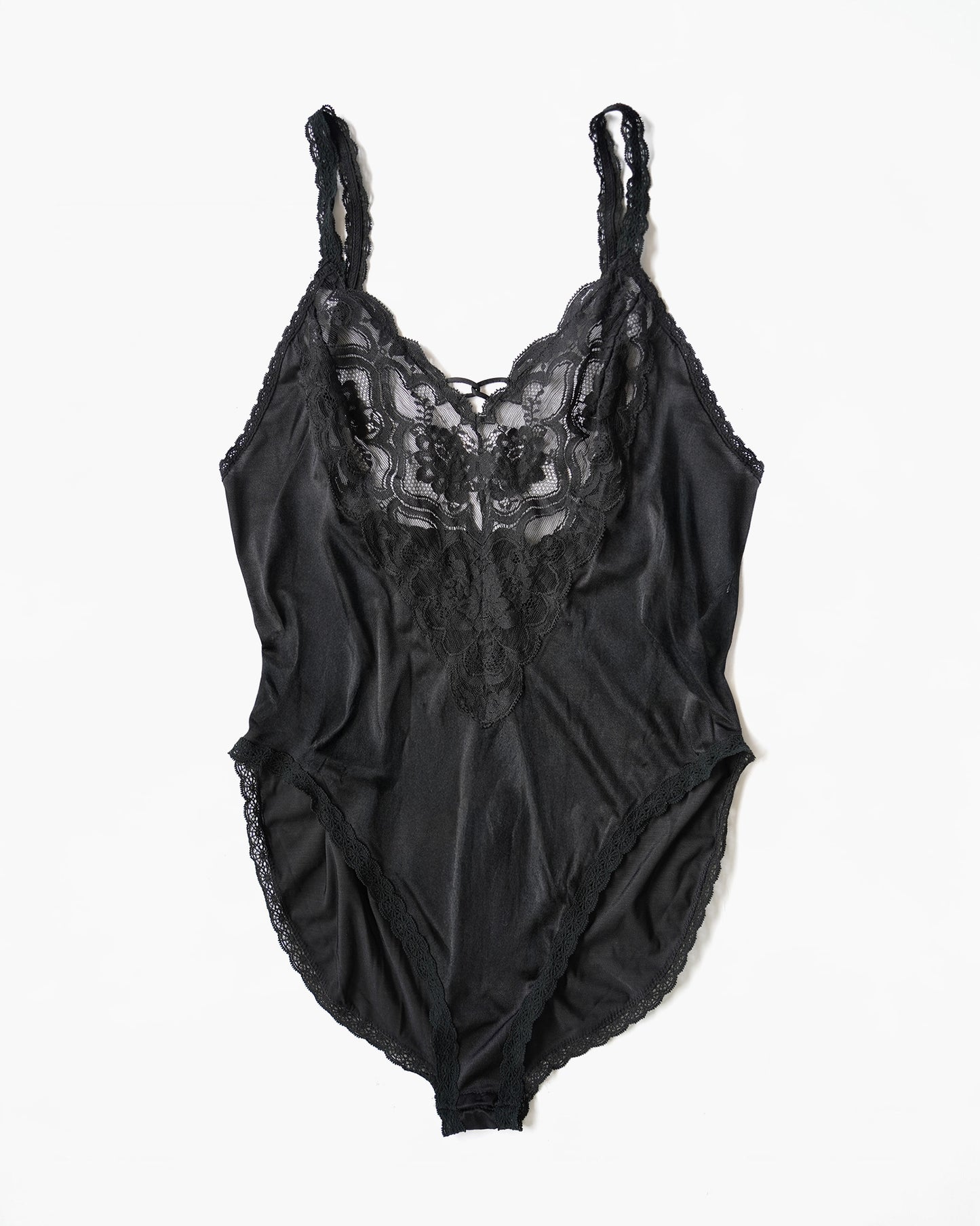 Black Lace Bodysuit with Snap Closure