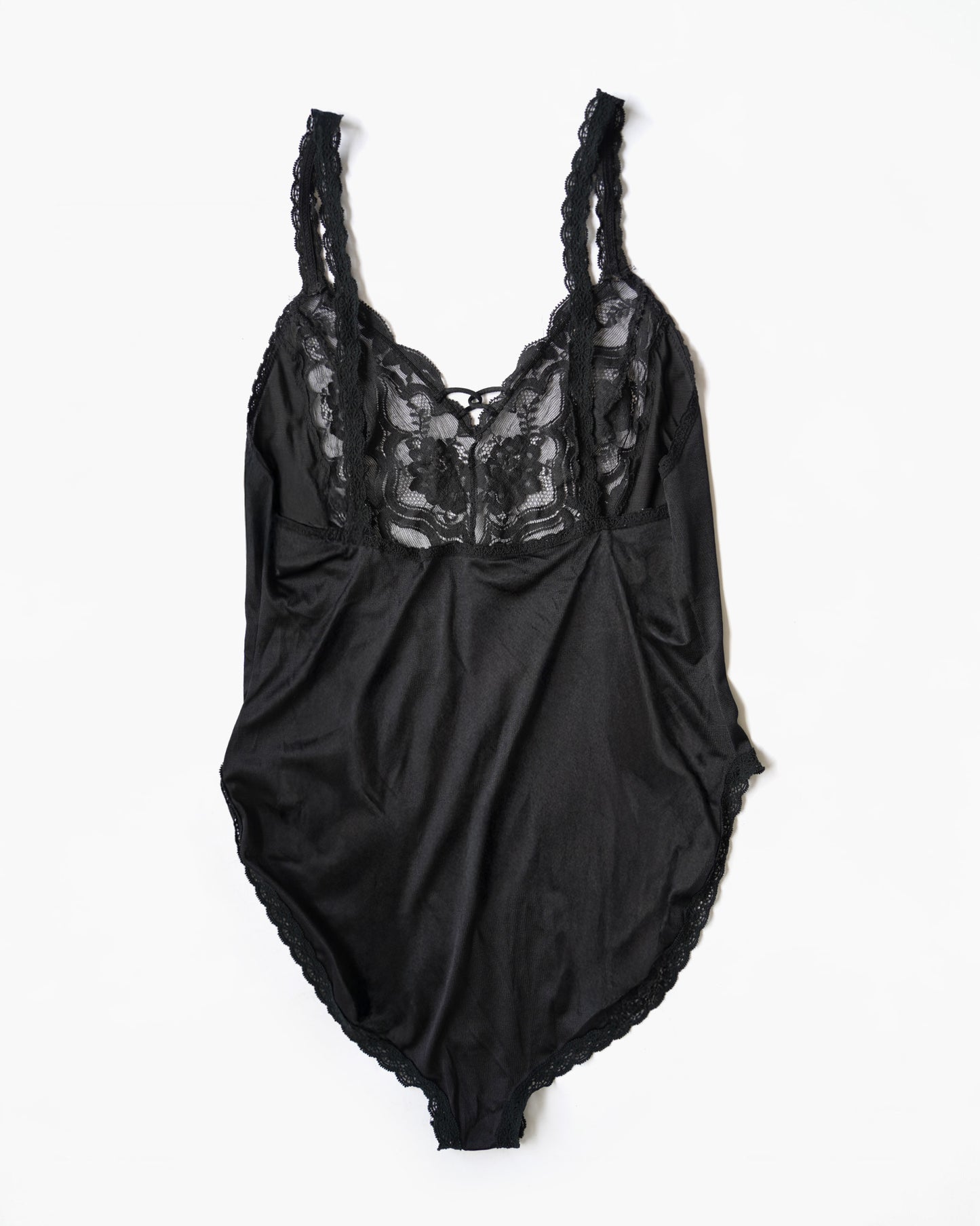 Black Lace Bodysuit with Snap Closure