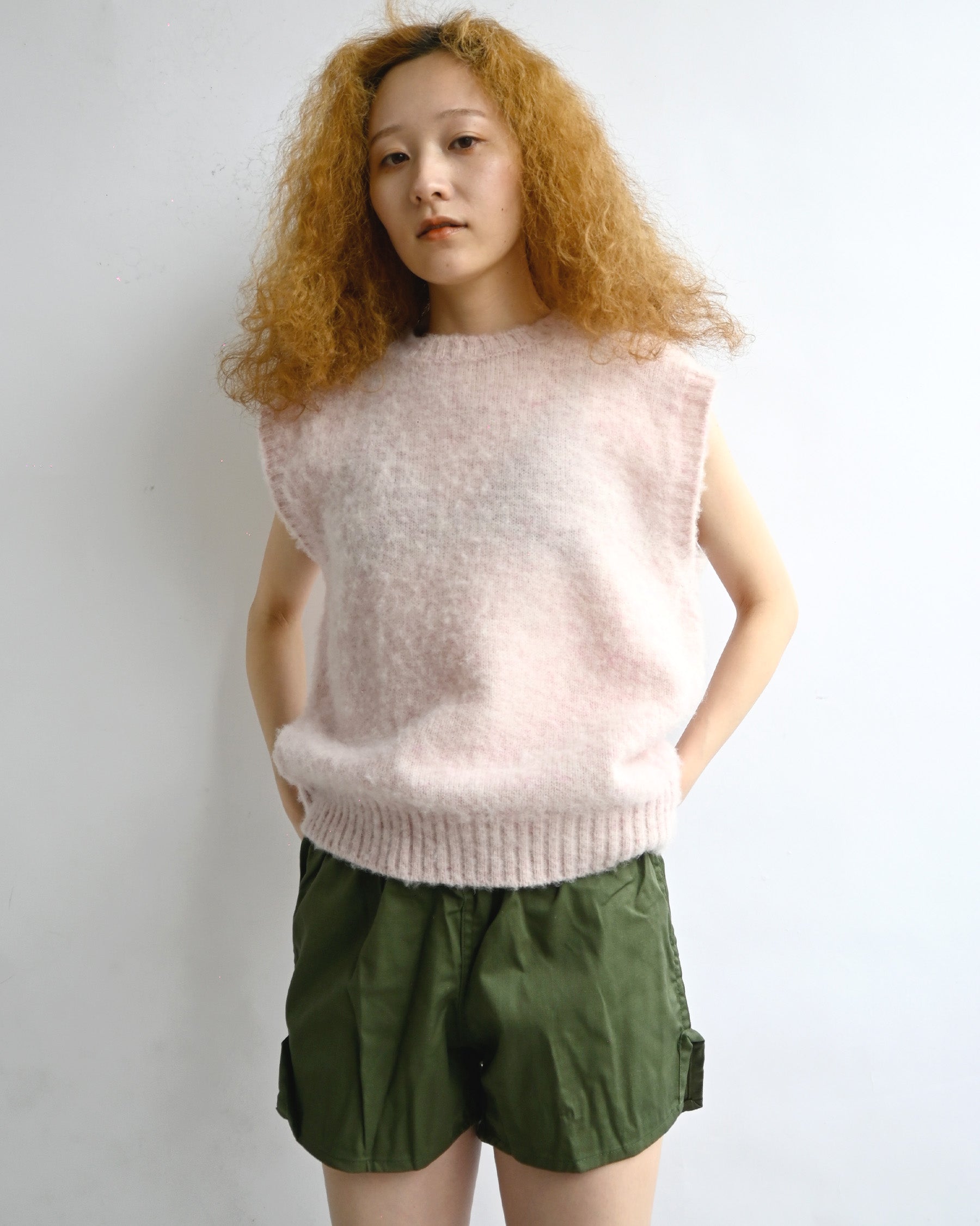 404 Shaggy Dog Crew Neck Vest - Pink