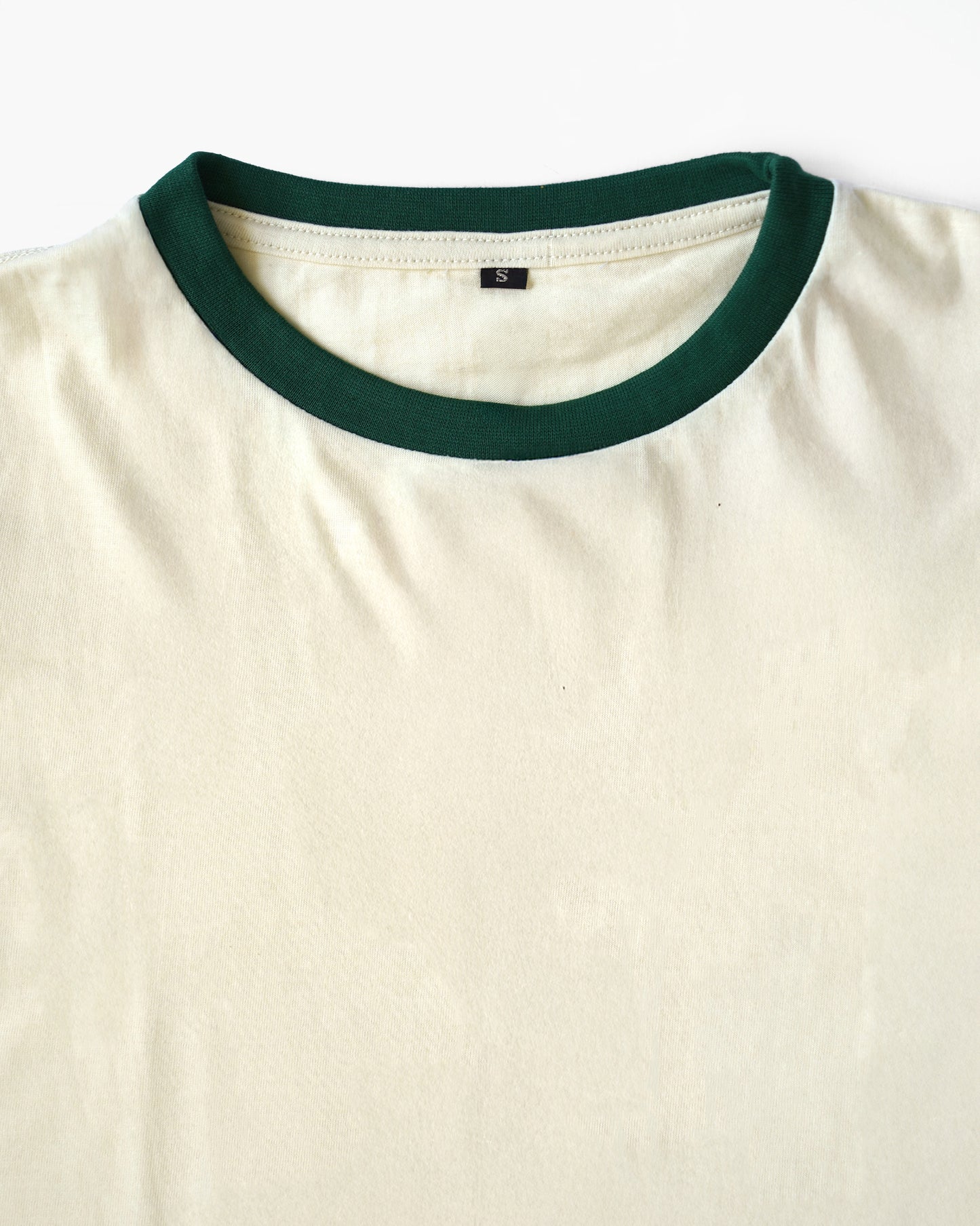 Rib Ringer Tee - Ivory × Green