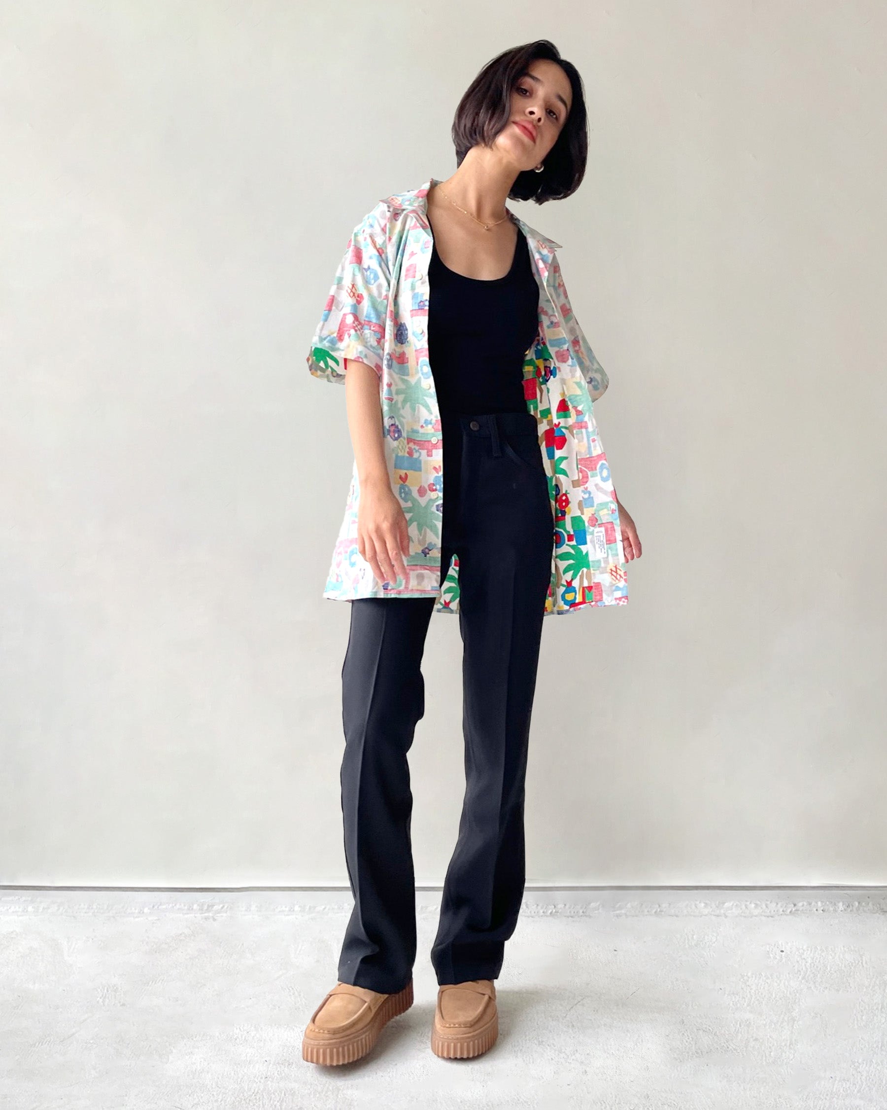 デットストック] 70's Patterned Cotton S/S Shirts コットンシャツ