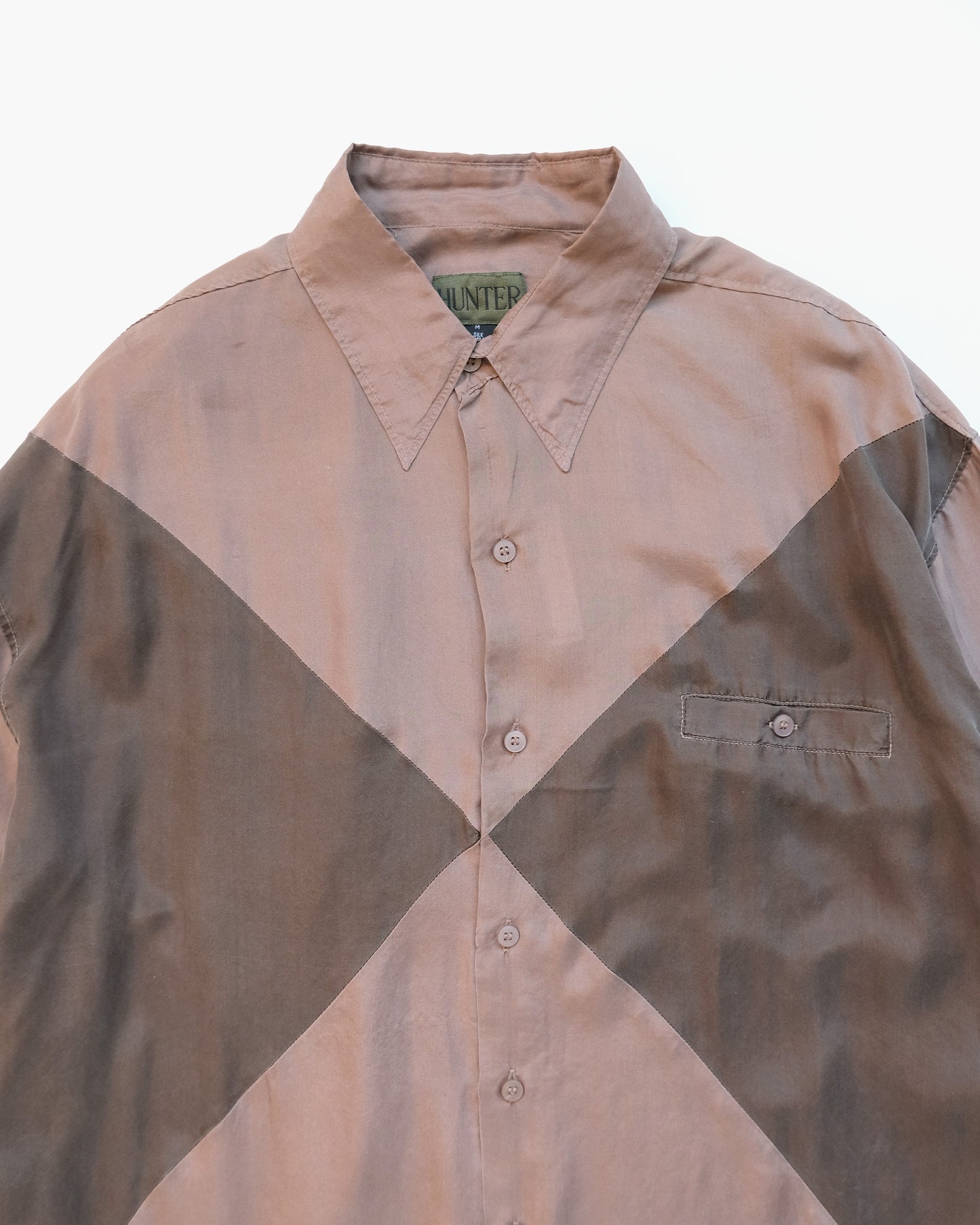 100% Silk Shirts - Nude x Brown