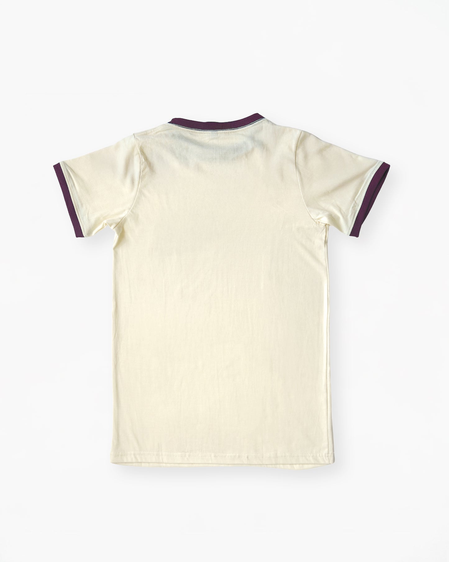 Rib Ringer Tee - Ivory × Wine