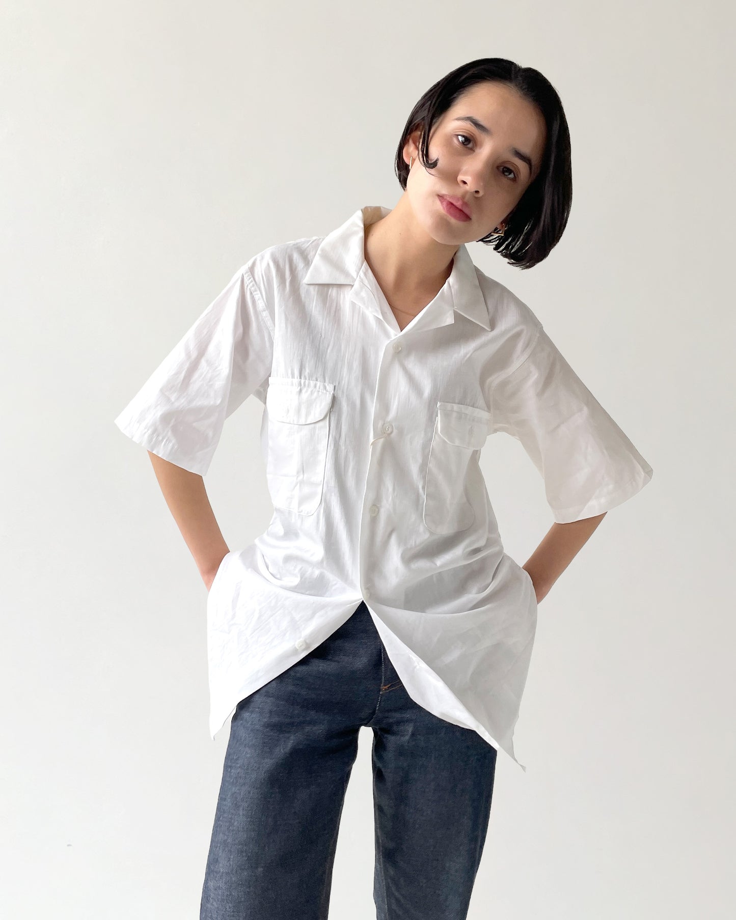 Half Sleeve White Shirt Made in USA