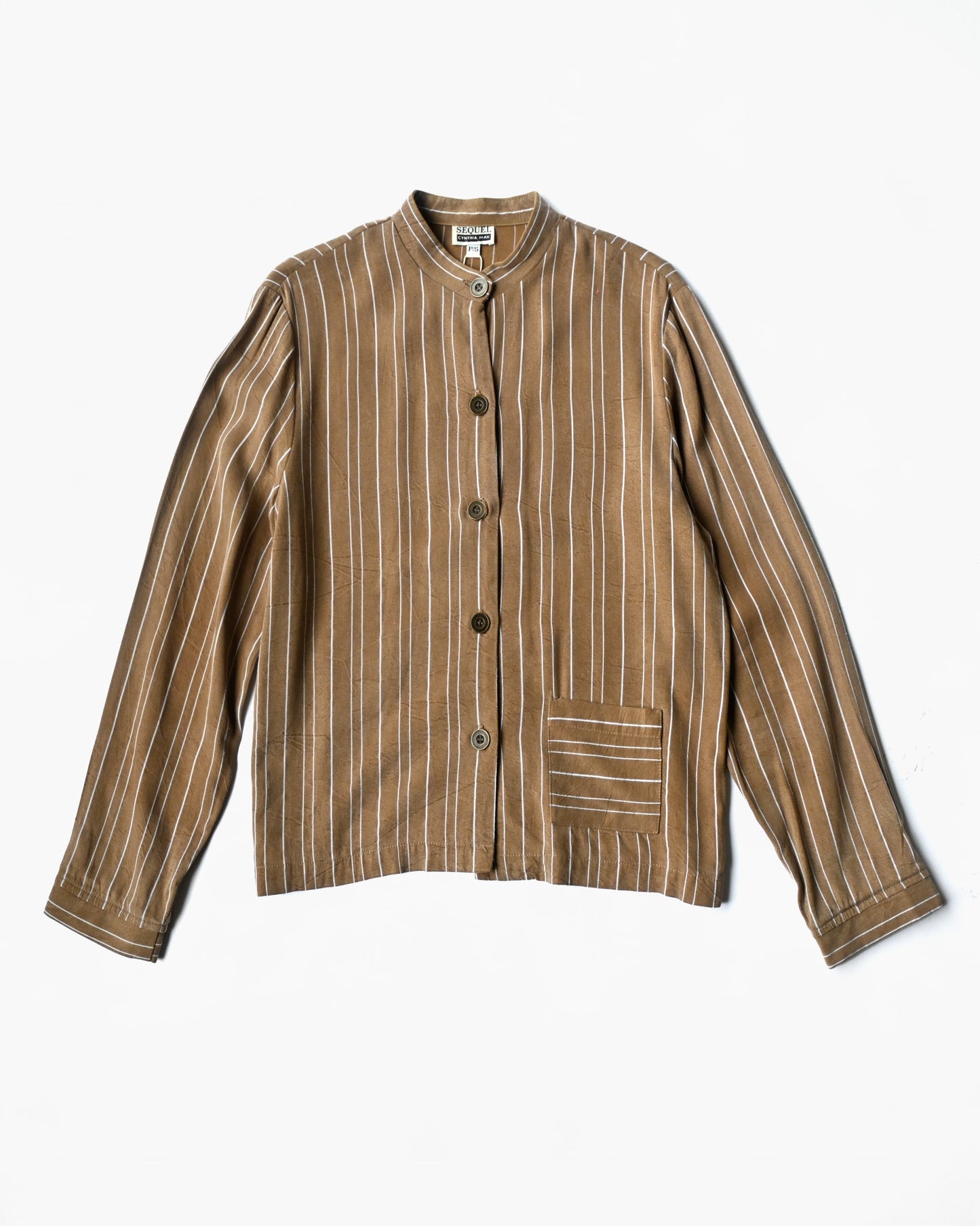 Striped Band Collar Shirt Jacket