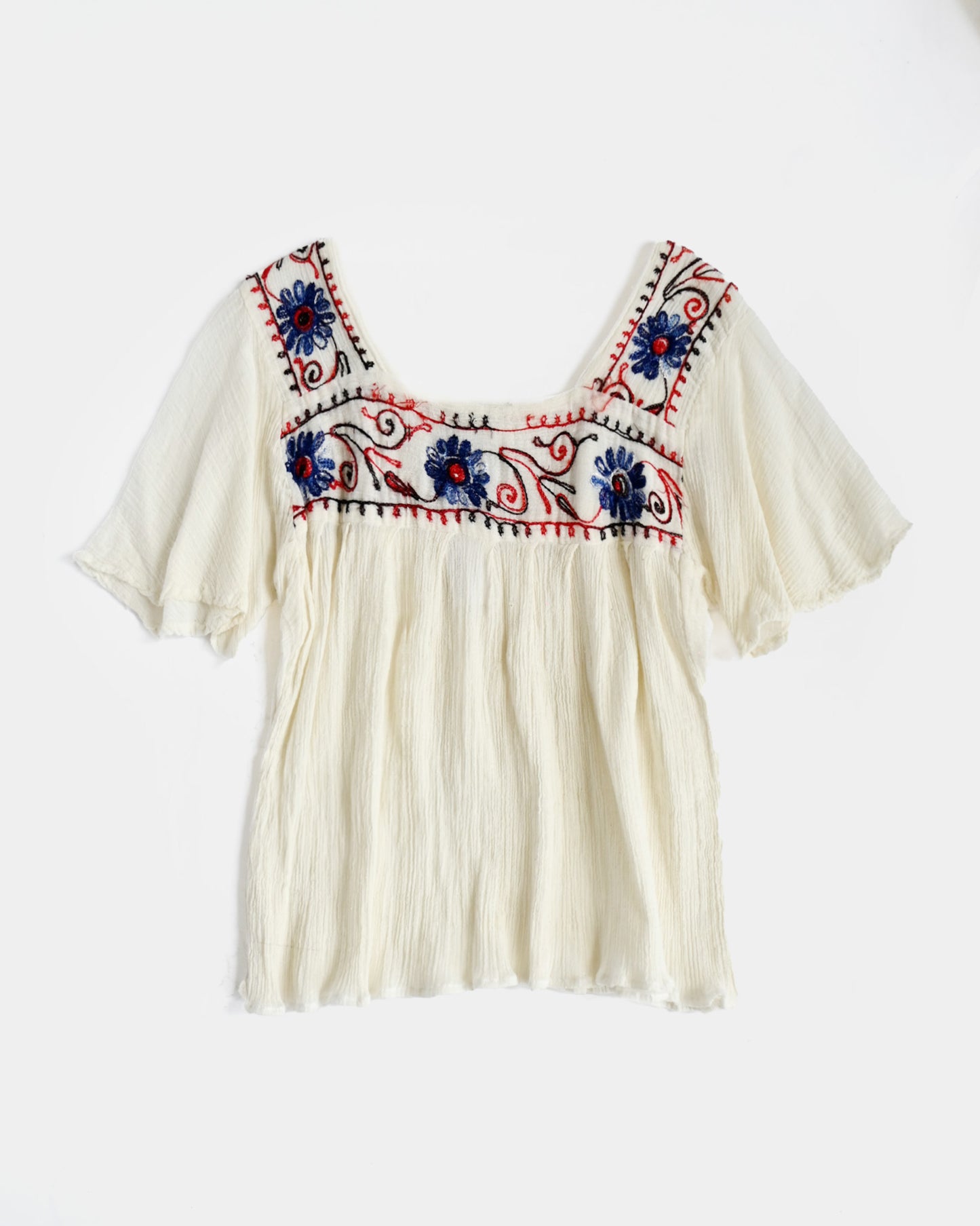 1970's Hand Embroidered Cotton Top