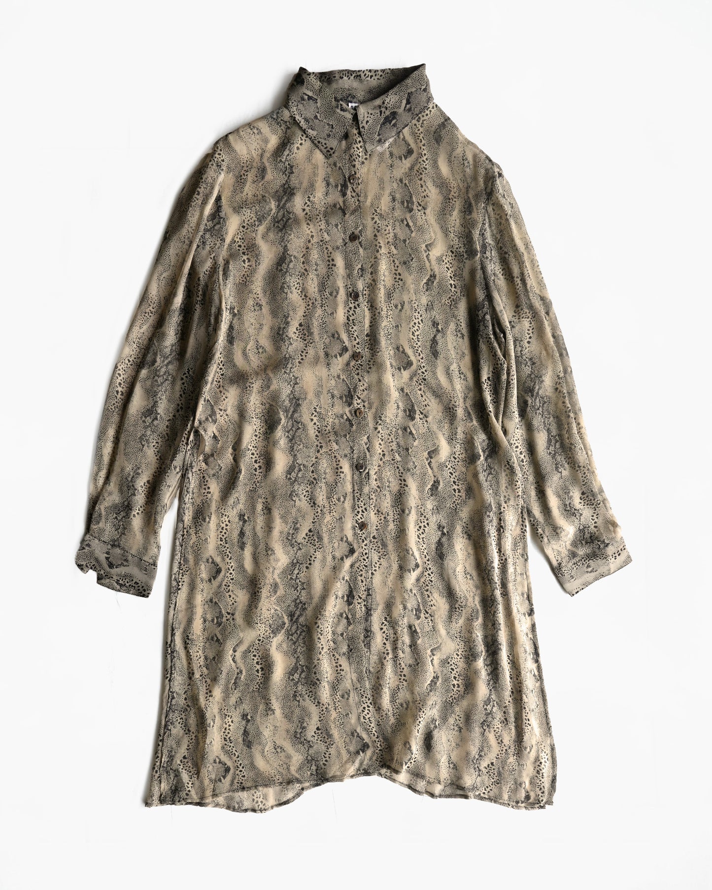 100% Silk Patterned Sheer Long Shirt