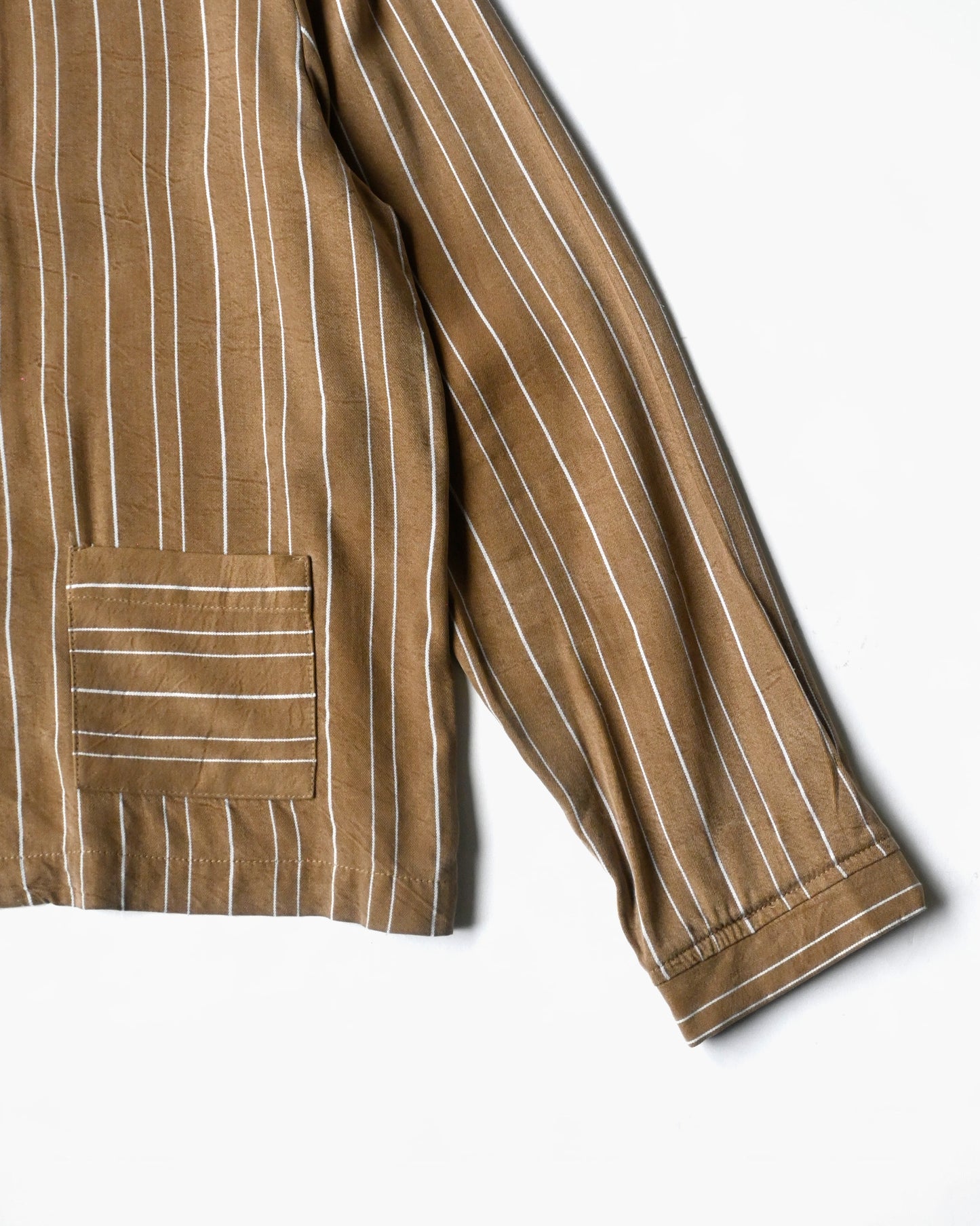 Striped Band Collar Shirt Jacket