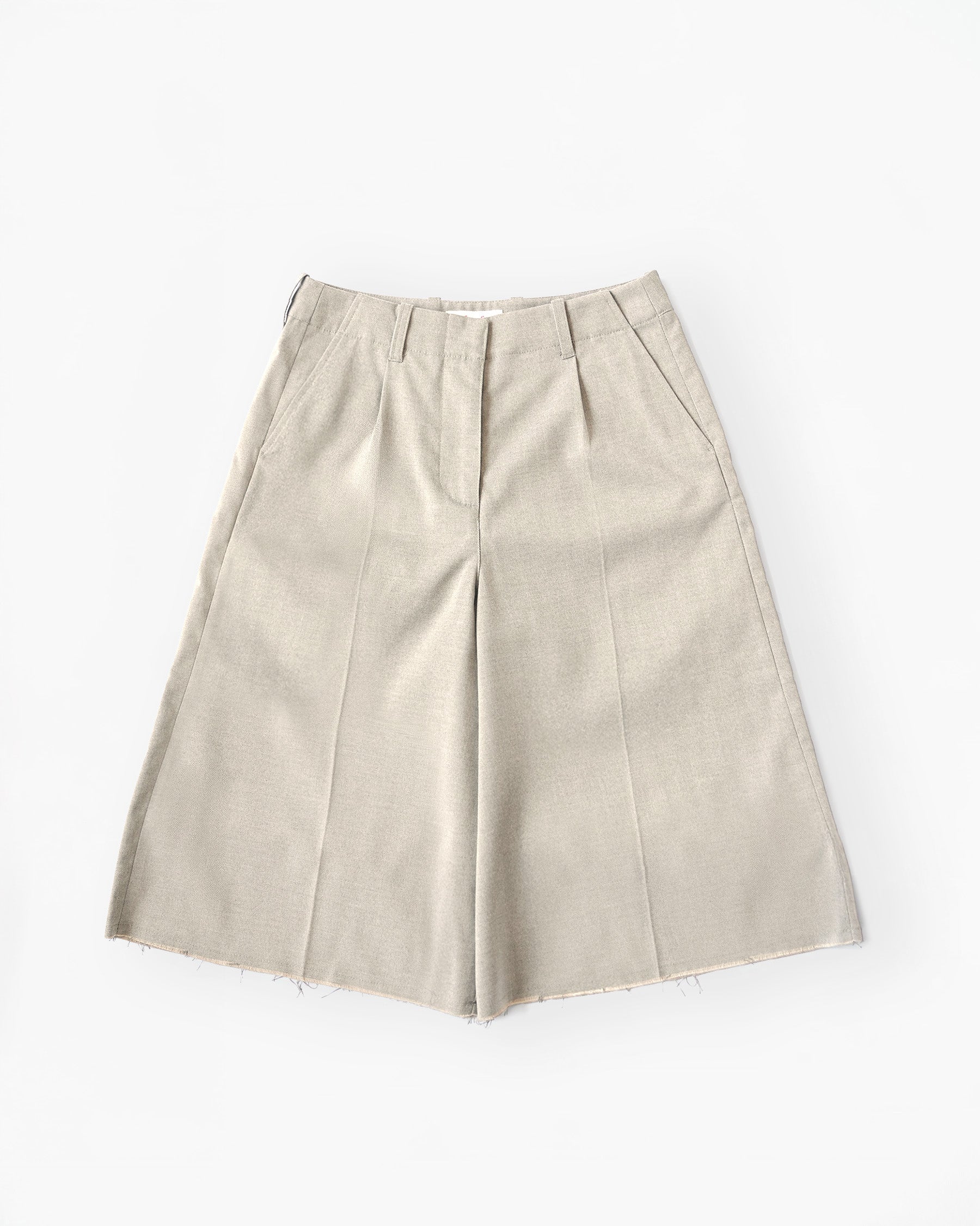 Cut-off Rayon Pants - Light Beige
