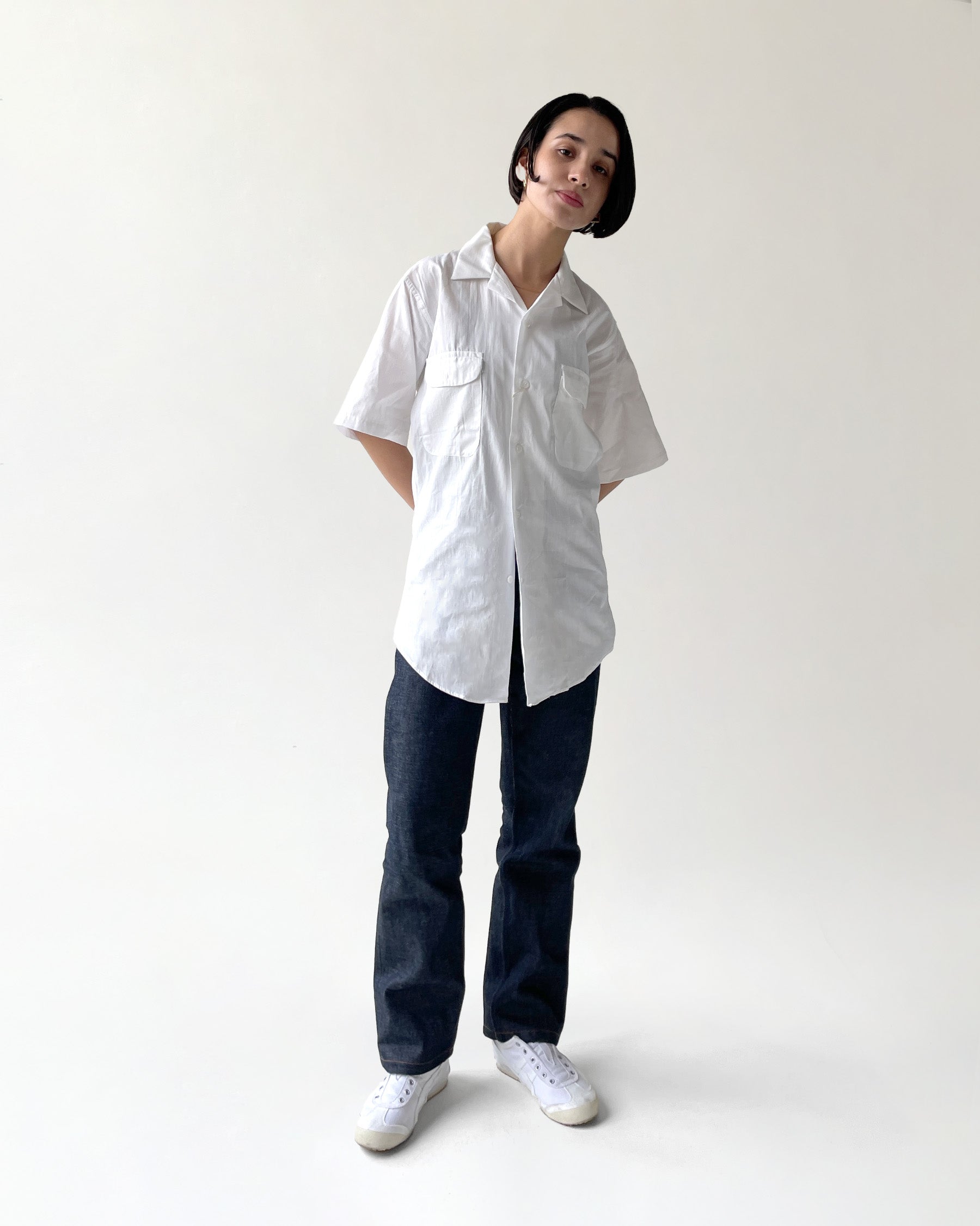 デットストック]Half Sleeve White Shirt Made in USA – studiolab404.com