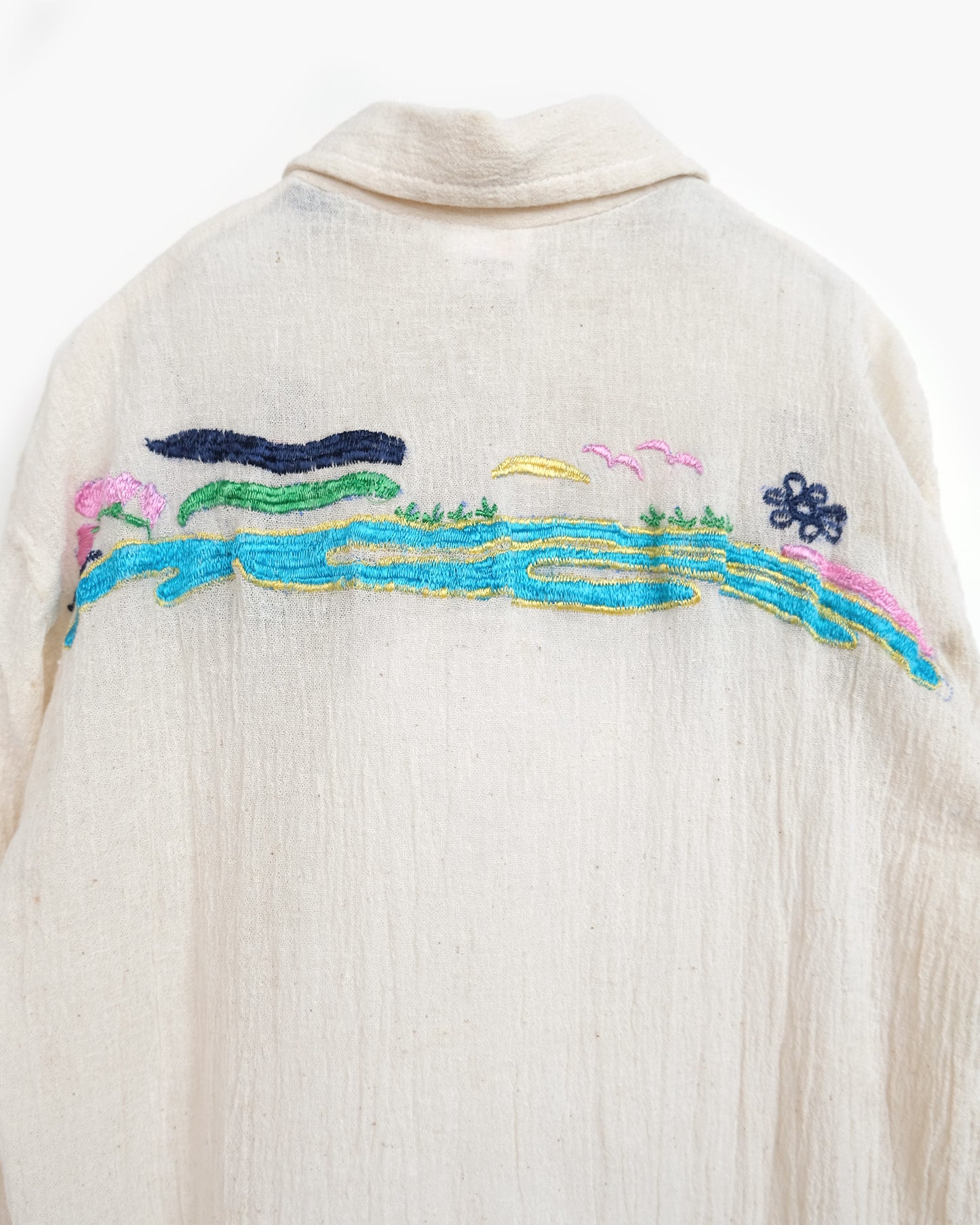 70'S Hand Embroidered Gauze Shirts