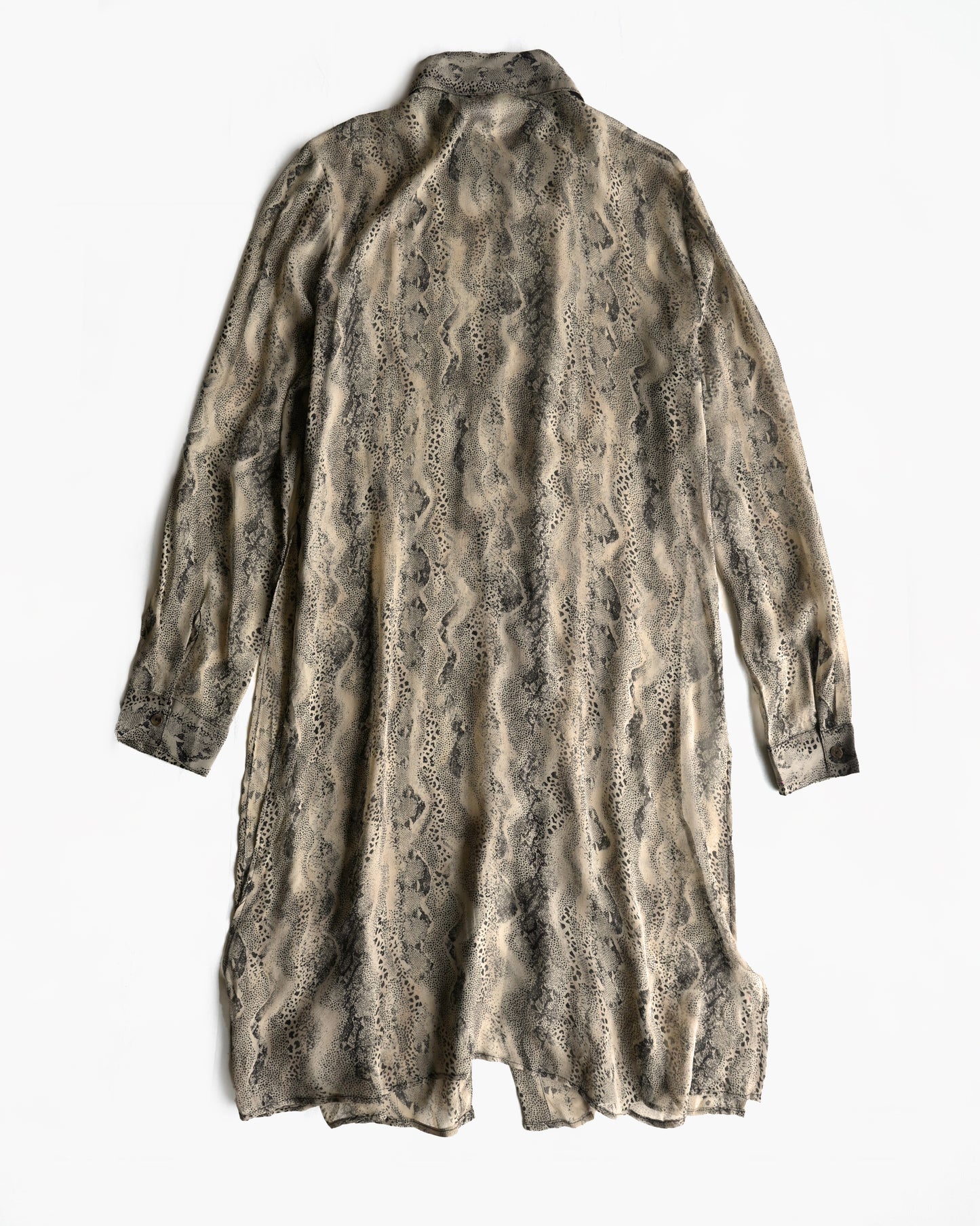 100% Silk Patterned Sheer Long Shirt