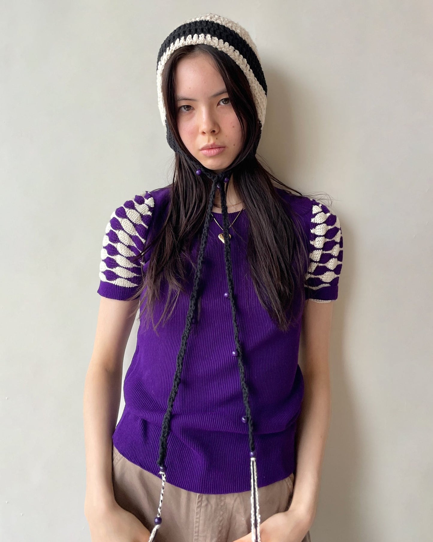 S/S Purple Knit Top