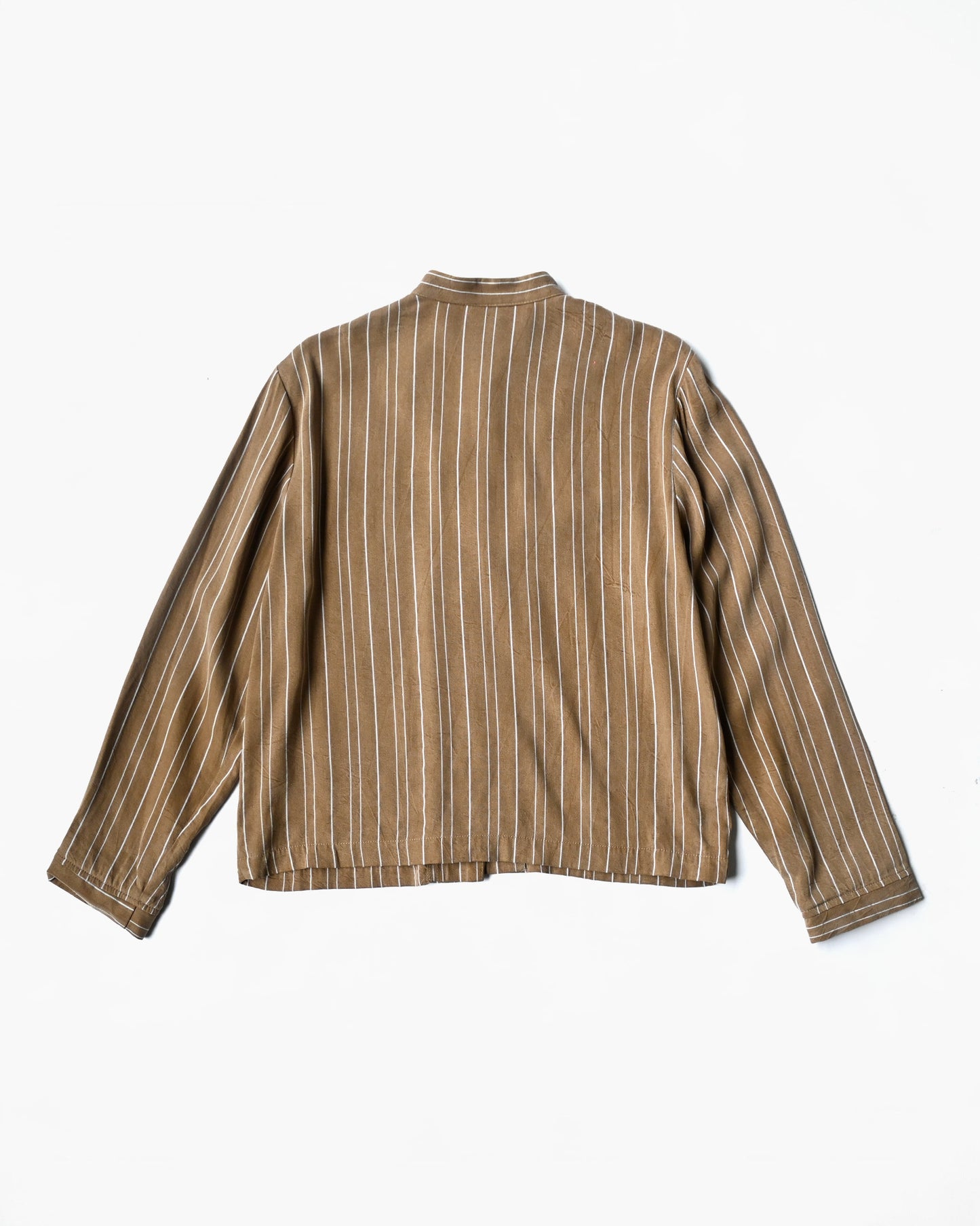 Striped Band Collar Shirt Jacket