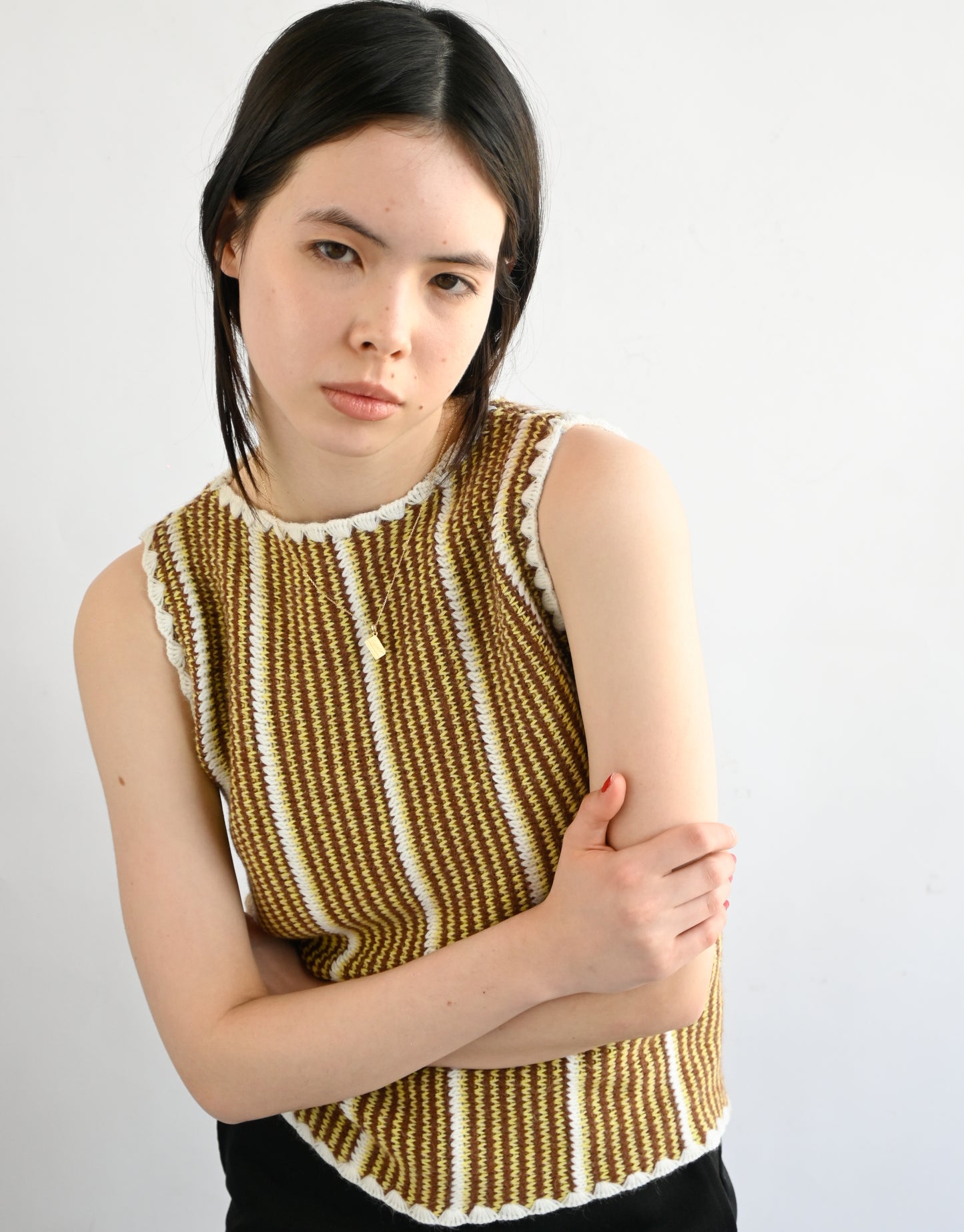 60's~70's Knit Vest - Brown