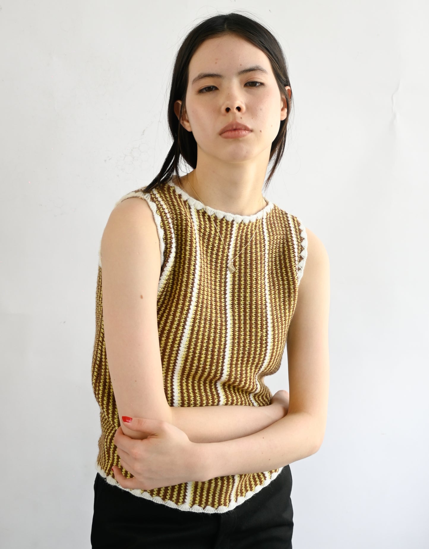 60's~70's Knit Vest - Brown