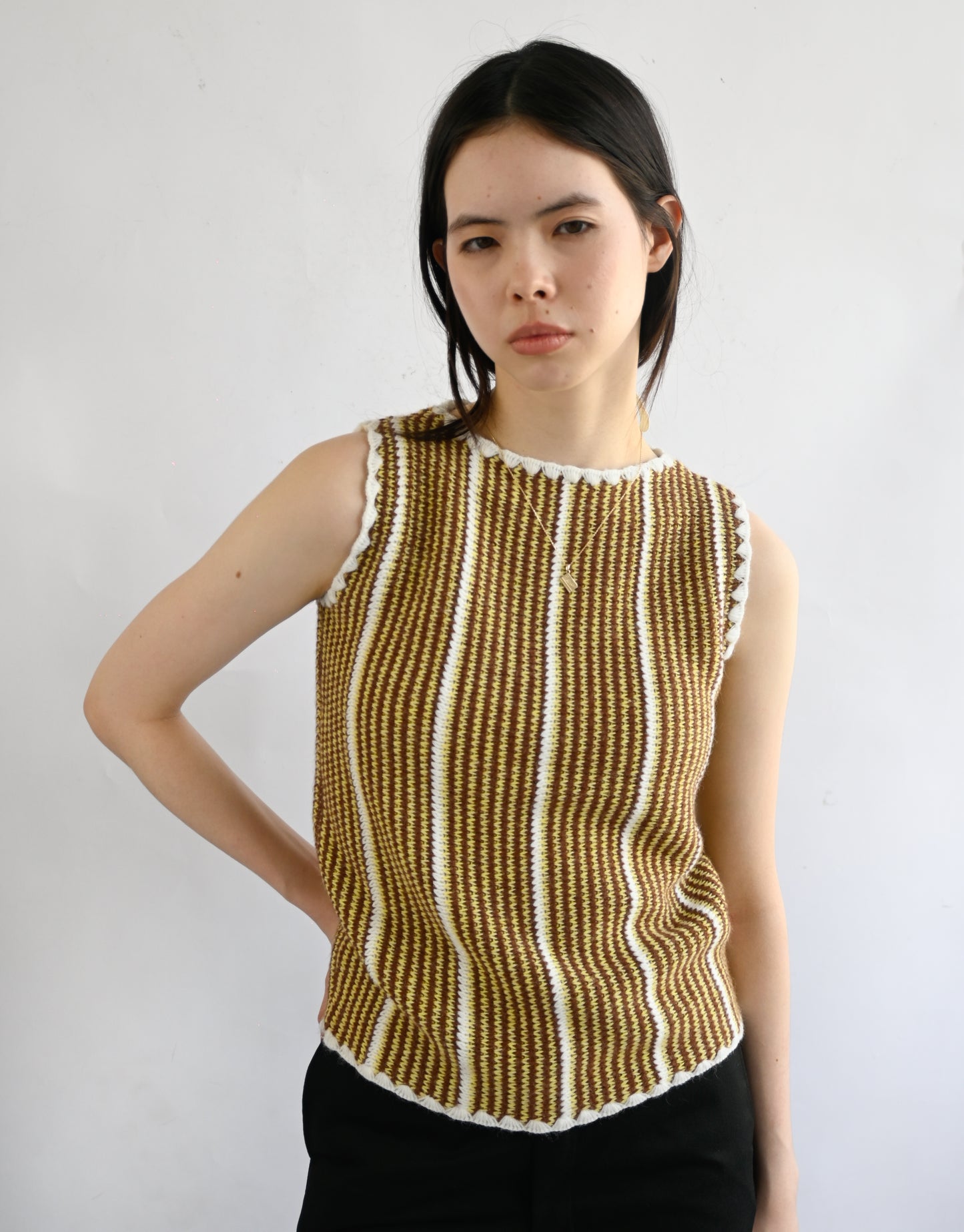 60's~70's Knit Vest - Brown