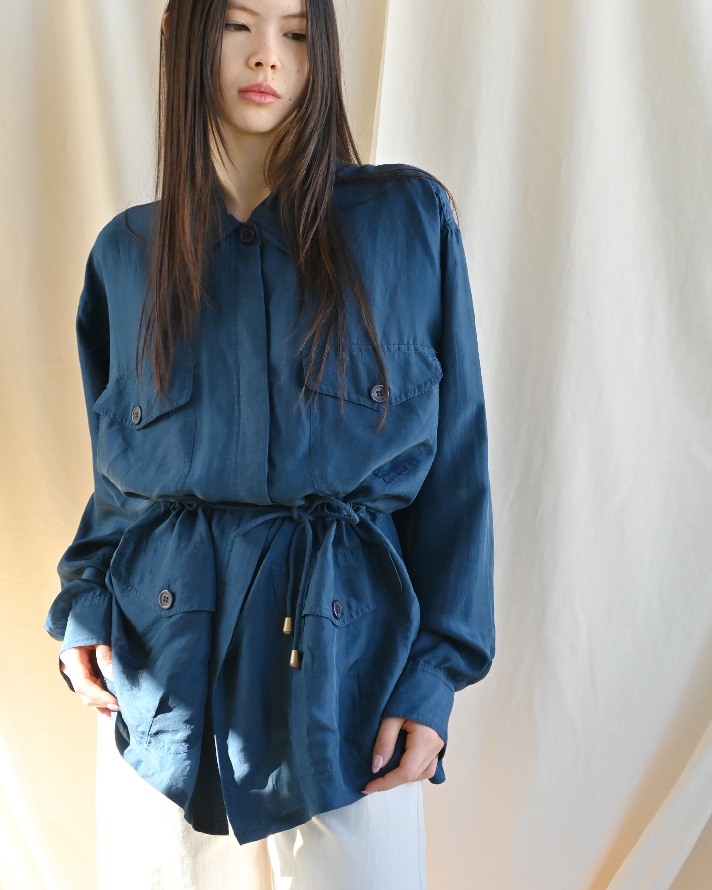 100% Silk Blue Shirt